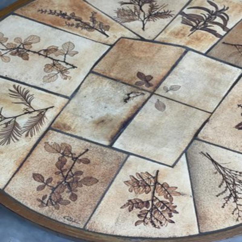20th Century Coffee Table in Ceramic & Sandstone, Raymonde Leduc for Herbier Vallauris, 1960s For Sale