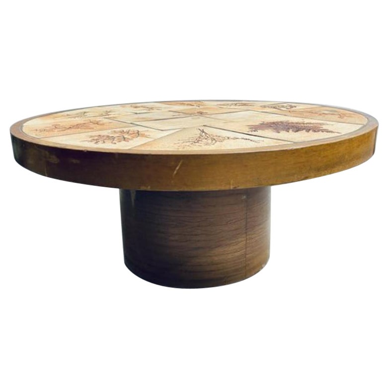 Coffee Table in Ceramic & Sandstone, Raymonde Leduc for Herbier Vallauris, 1960s For Sale