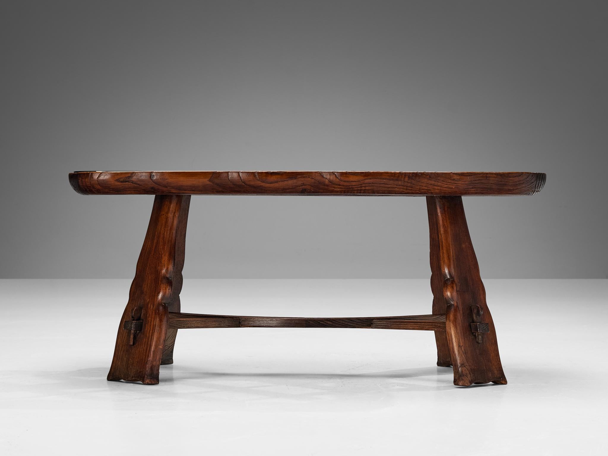 Italian Coffee Table in Chestnut by Valabrega  For Sale