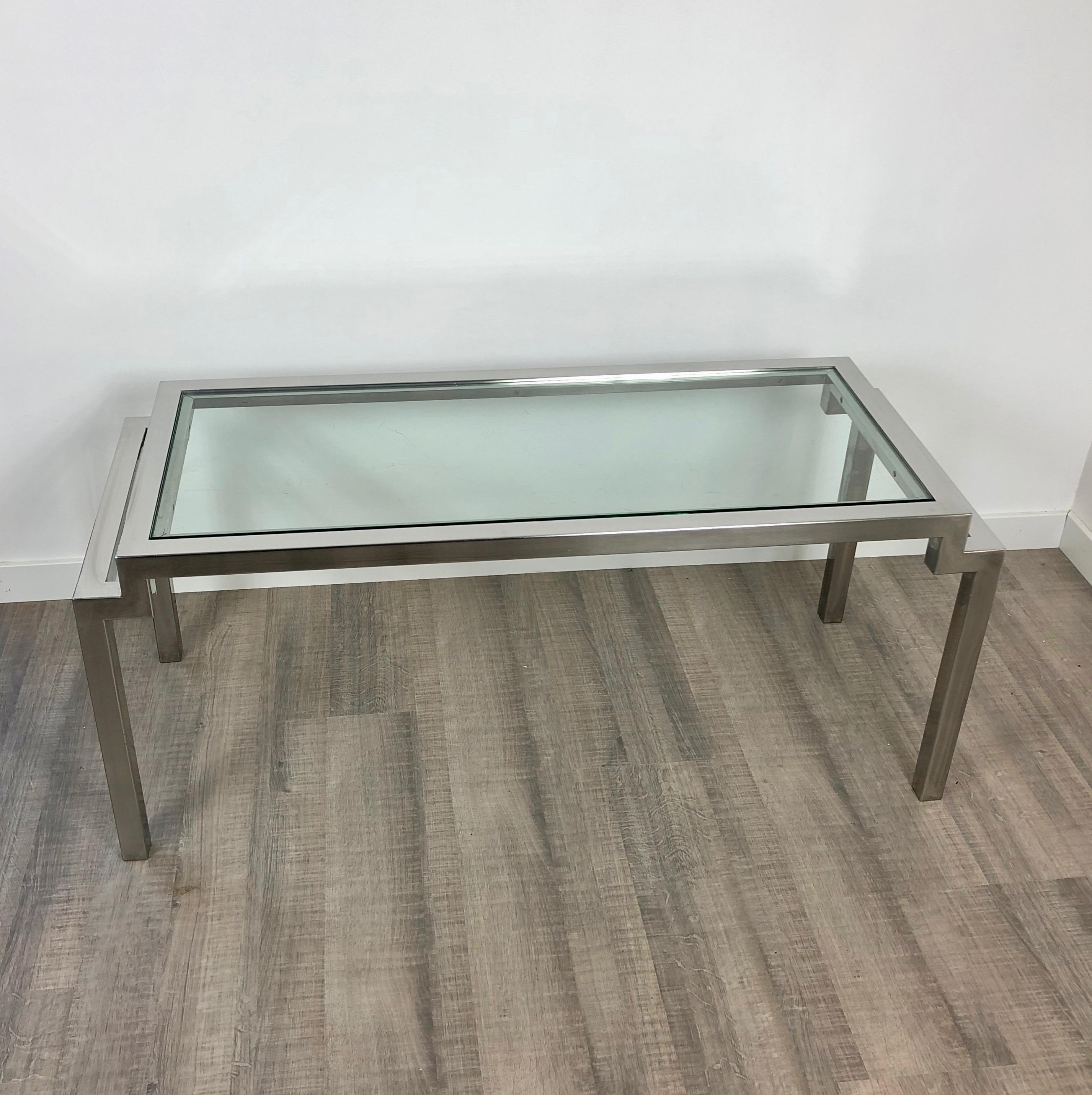 Mid-Century Modern Coffee Table in Chrome and Glass 1970s Modern, Italy For Sale