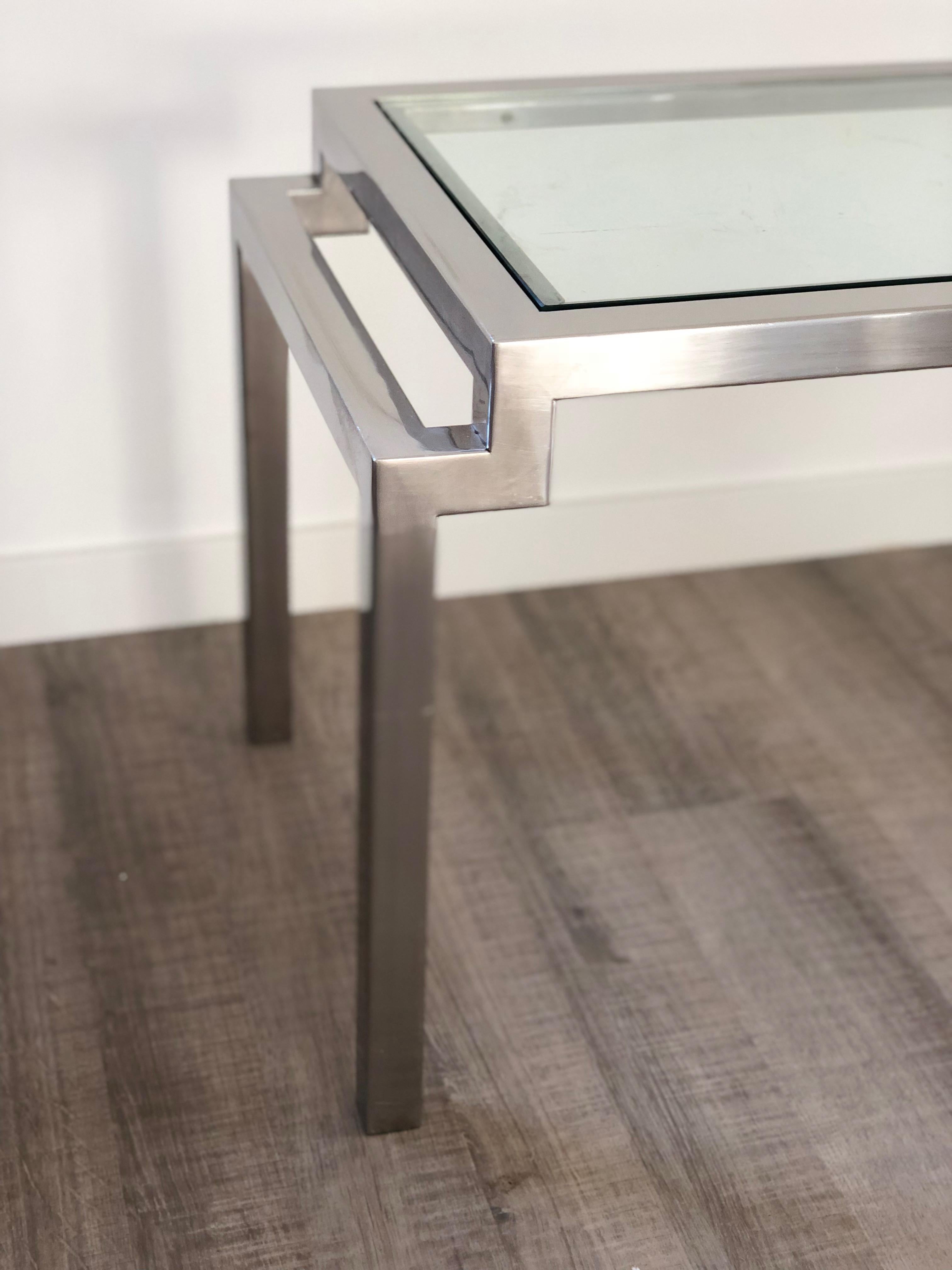 Metal Coffee Table in Chrome and Glass 1970s Modern, Italy For Sale