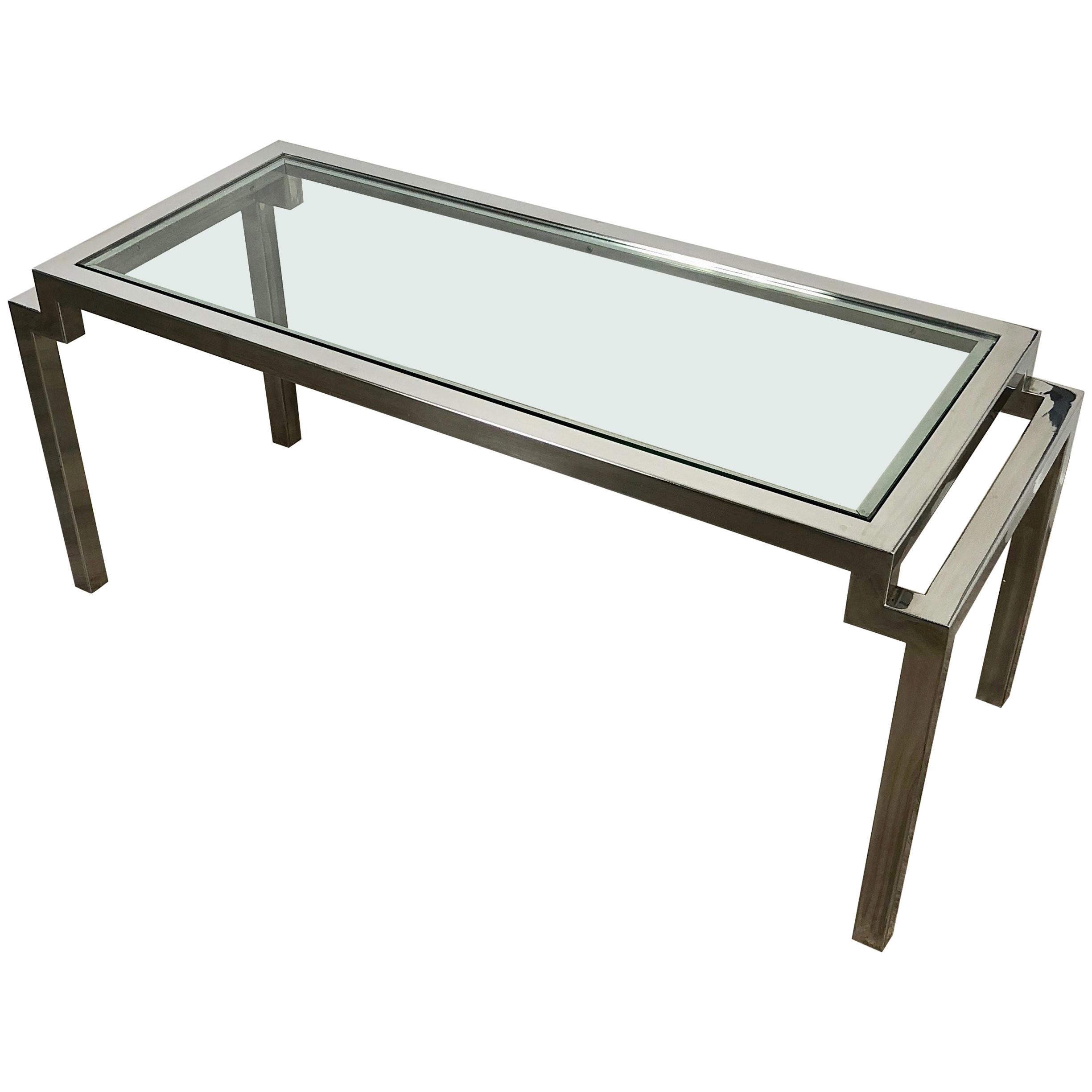 Coffee Table in Chrome and Glass 1970s Modern, Italy For Sale