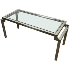 Coffee Table in Chrome and Glass 1970s Modern, Italy