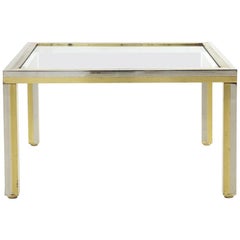 Coffee Table in Chromed Metal, Brass and Glass, 1970s