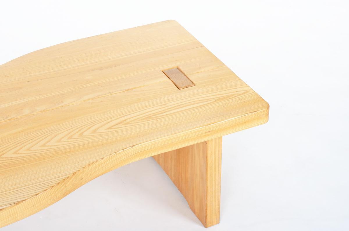Coffee table in elm by Maison Regain 1980 For Sale 1