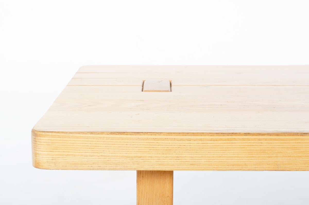 Coffee table in elm by Maison Regain 1980 For Sale 3