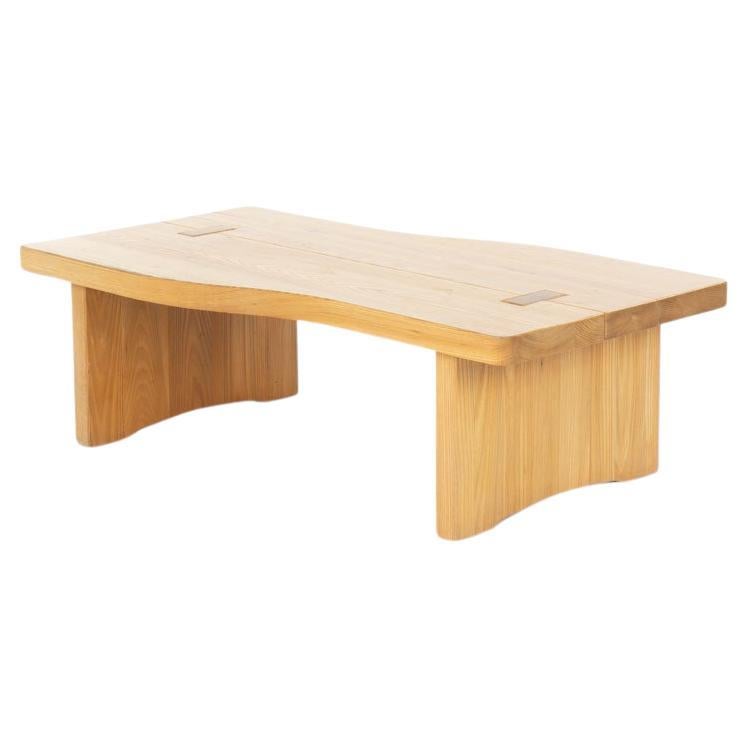 Coffee table in elm by Maison Regain 1980 For Sale