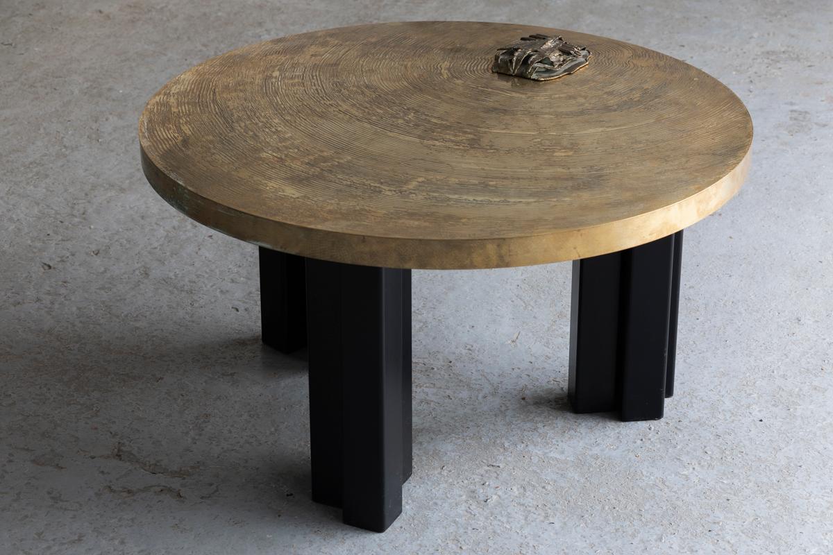 Christian Krekels Coffee Table in Etched Brass, Belgium, 1990 For Sale 3