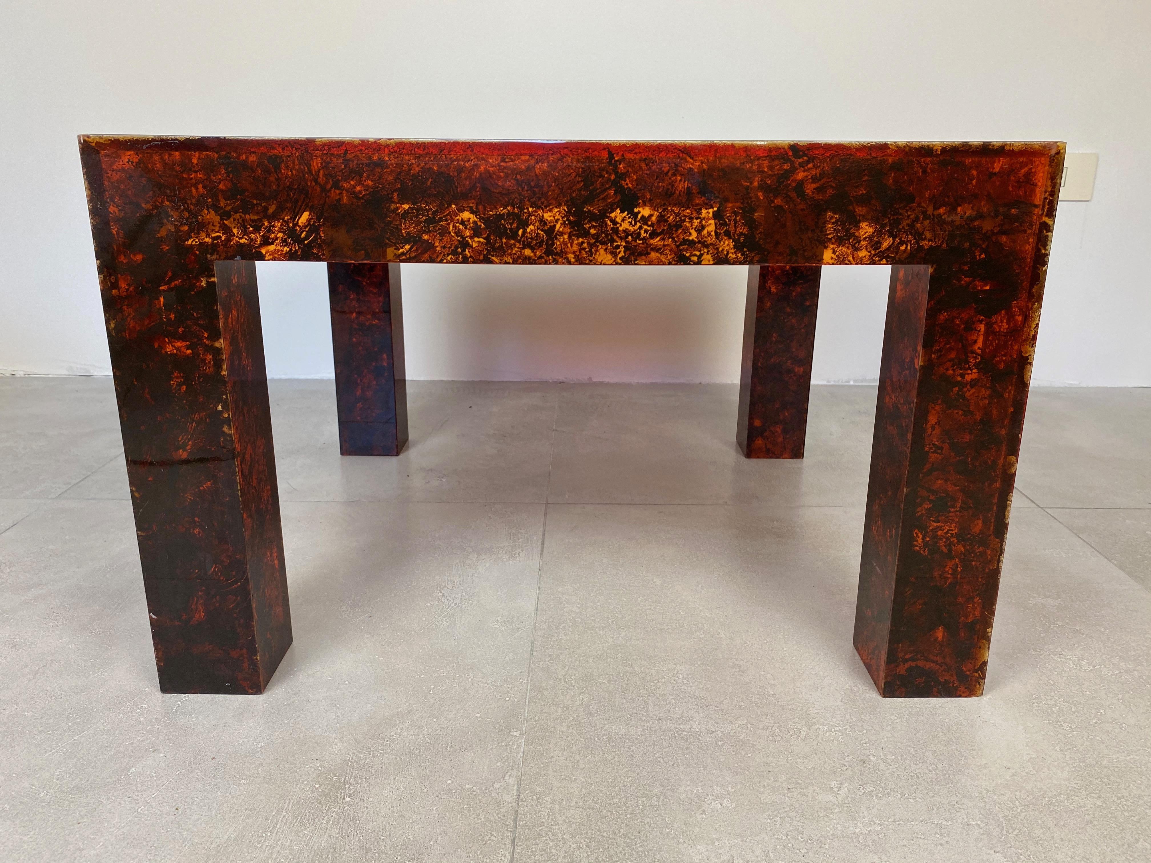 Coffee Table in Faux Tortoiseshell Lucite, Christian Dior Style, France, 1970s 4