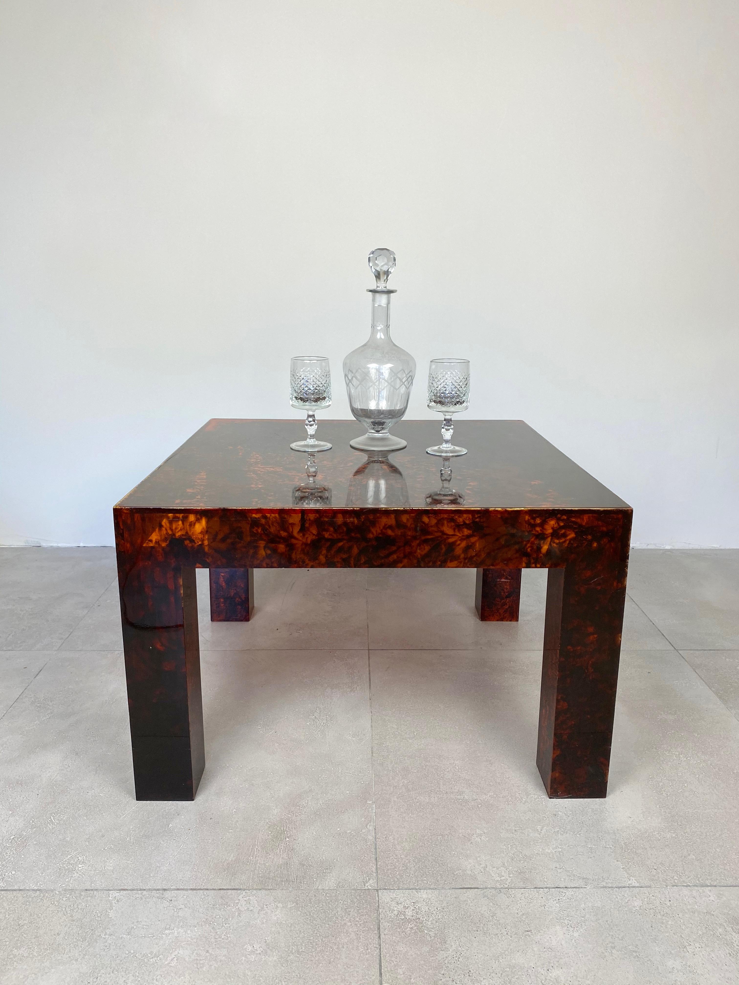 Mid-Century Modern Coffee Table in Faux Tortoiseshell Lucite, Christian Dior Style, France, 1970s