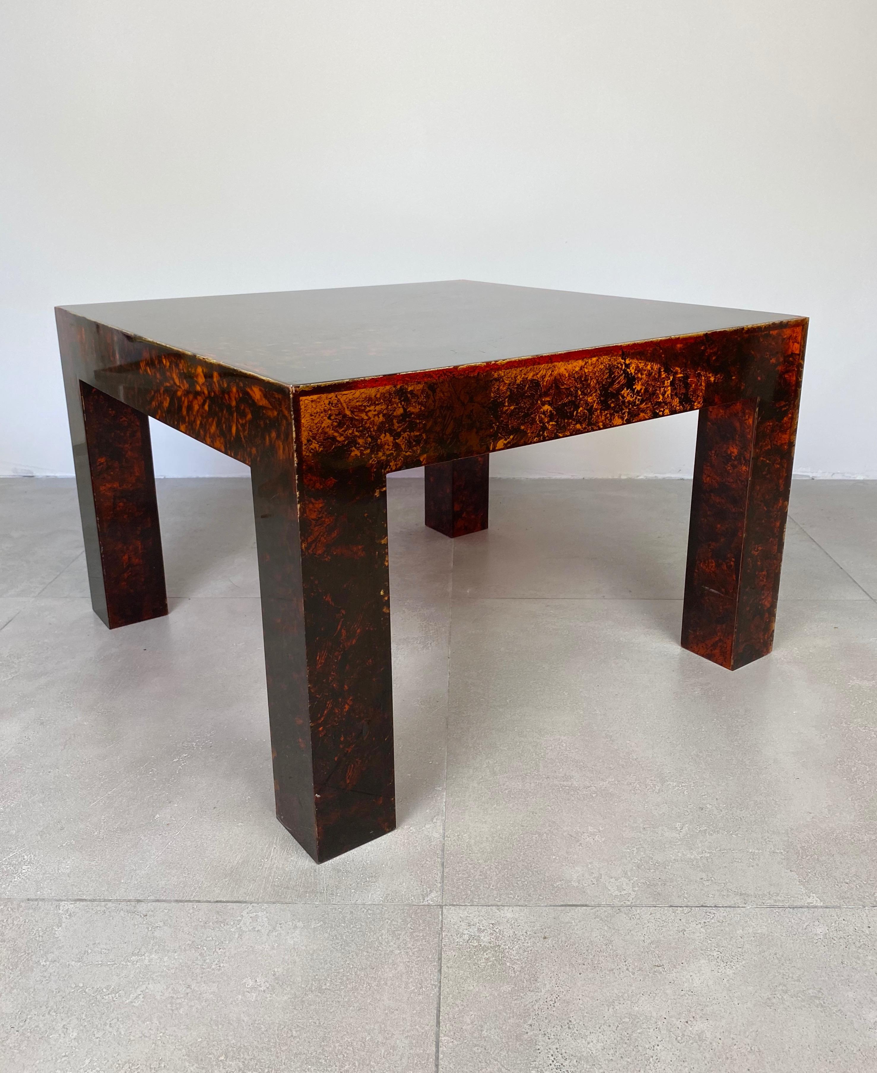 Coffee Table in Faux Tortoiseshell Lucite, Christian Dior Style, France, 1970s In Good Condition In Rome, IT