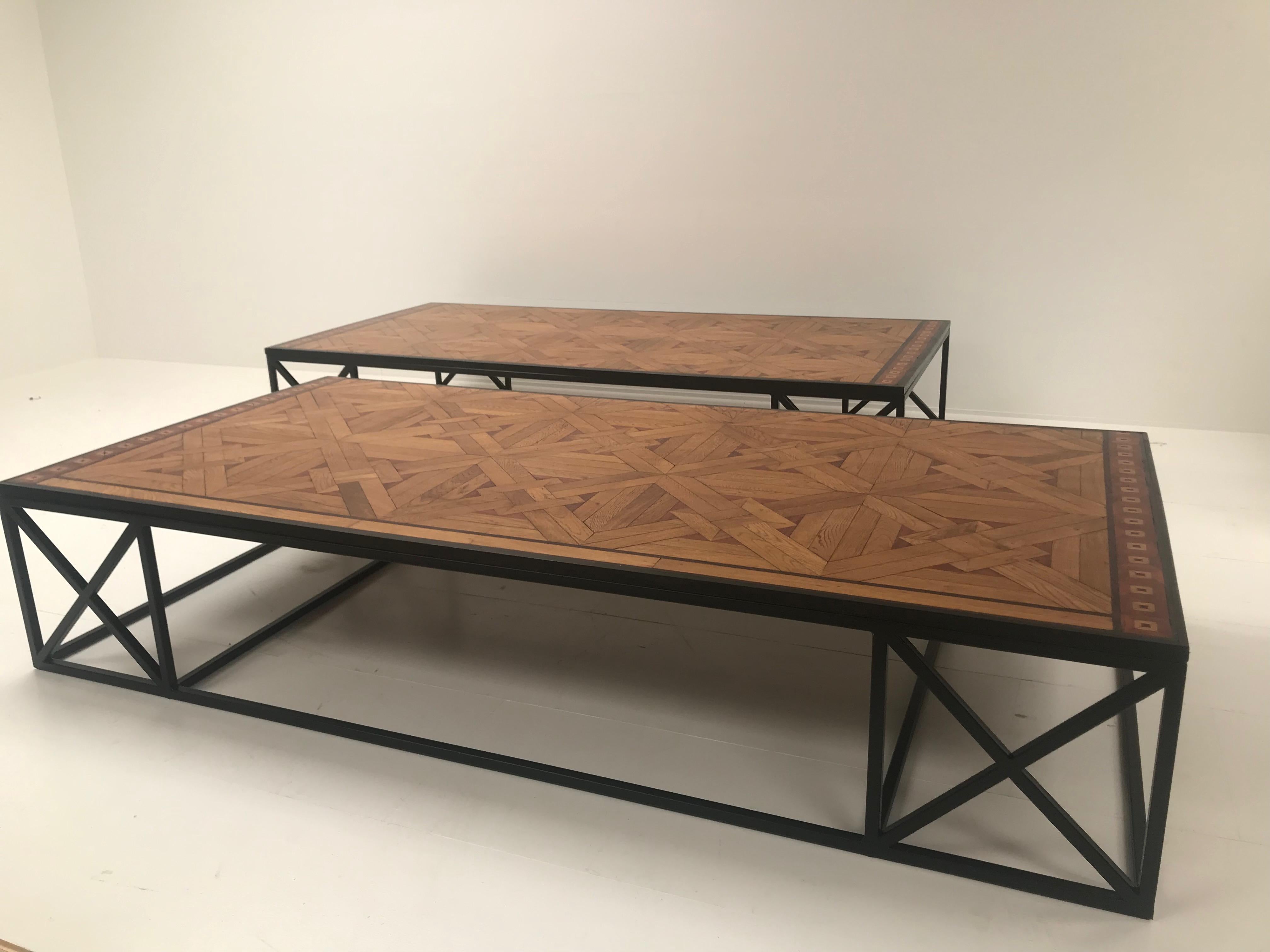 Patinated Coffee Table in French Parquetry