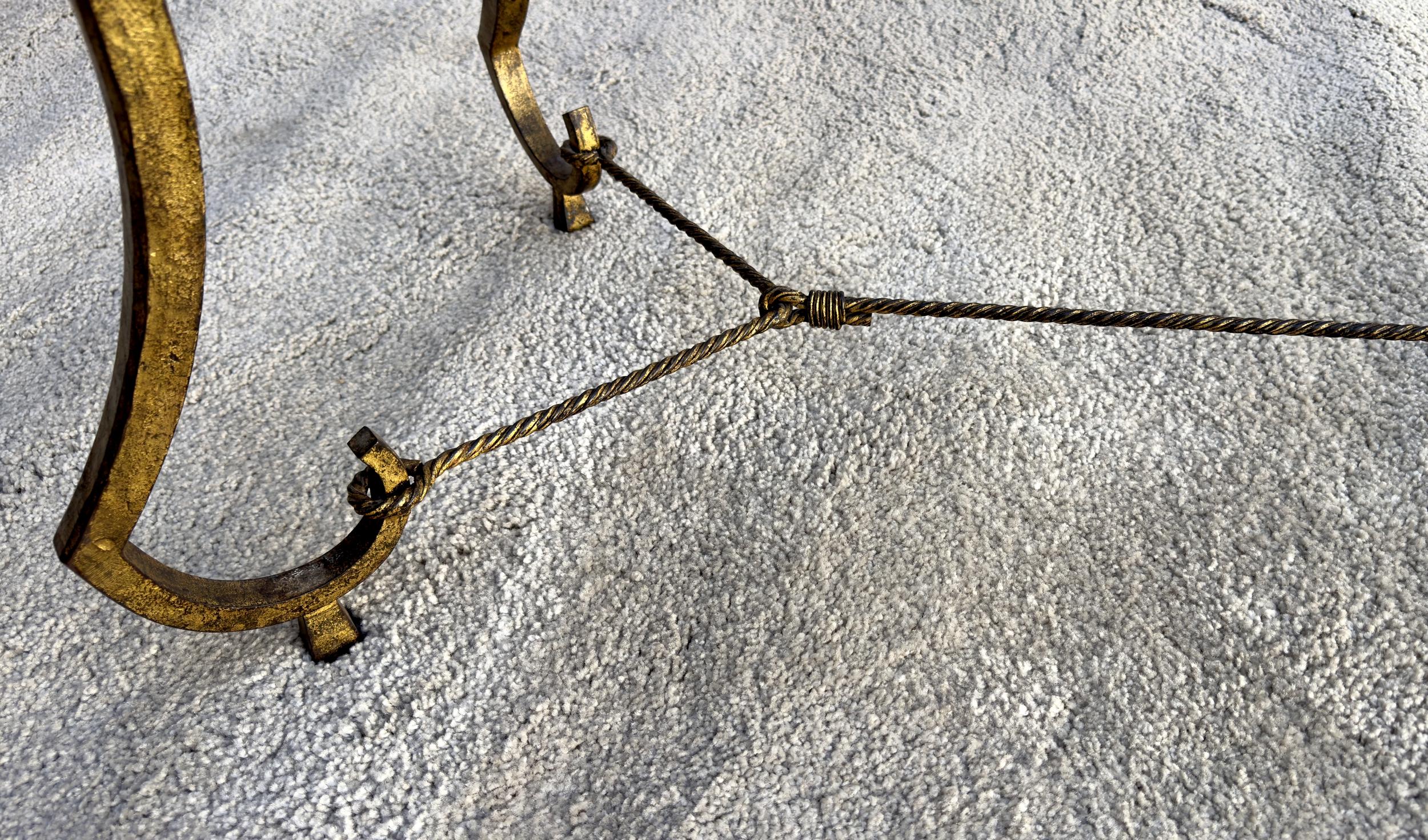 Français Coffee table in gilded iron, Edition Maison Ramsay, Paris, France, circa 1960 en vente