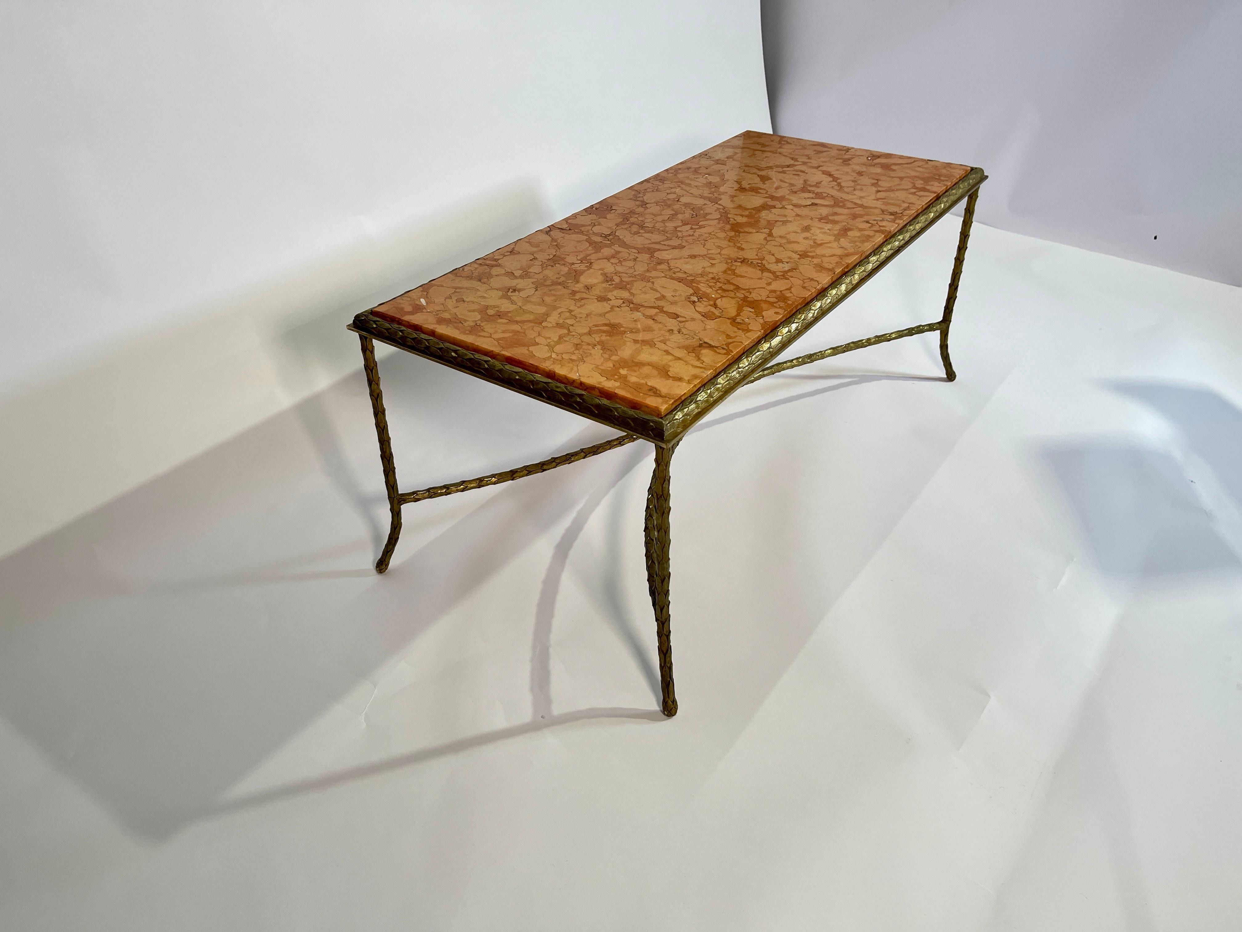 French Coffee Table in Gilt Bronze by Maison Baguès For Sale