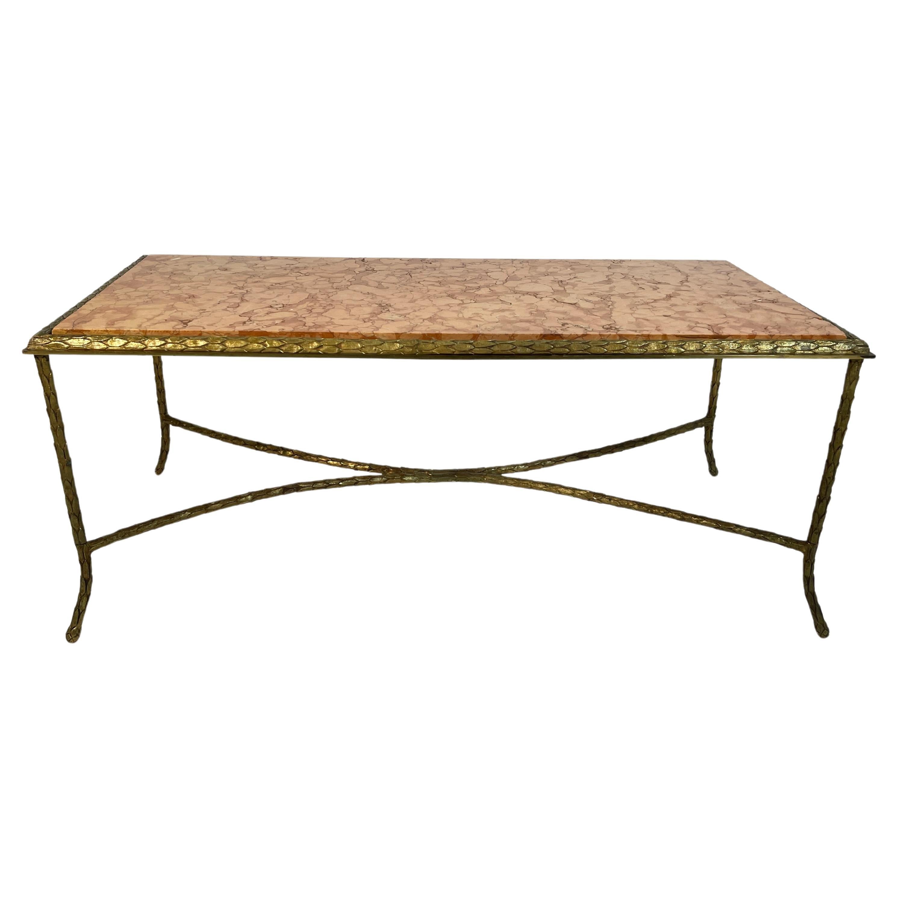 Coffee Table in Gilt Bronze by Maison Baguès
