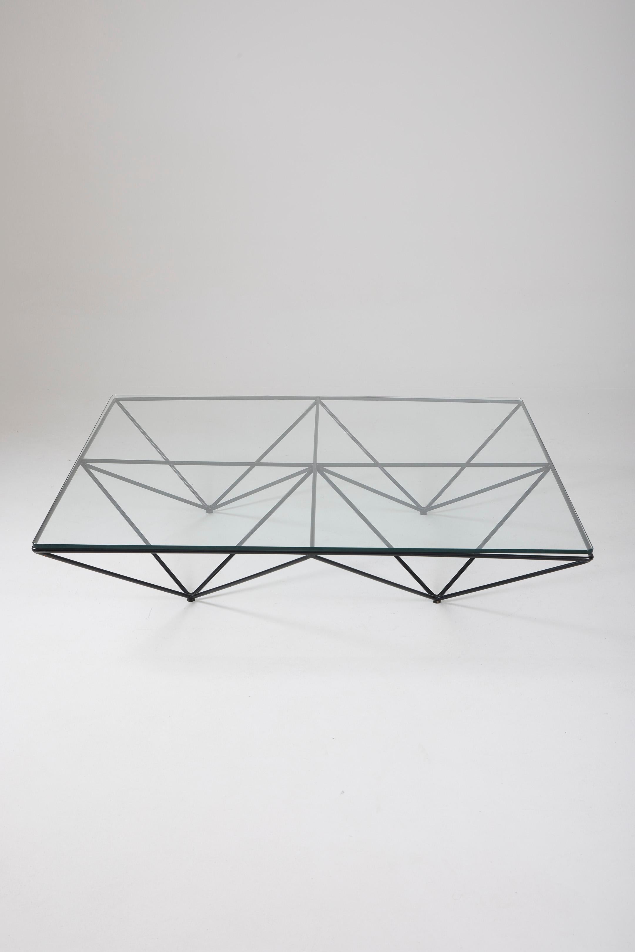 Metal Coffee table in glass Alanda by Paolo Piva For Sale