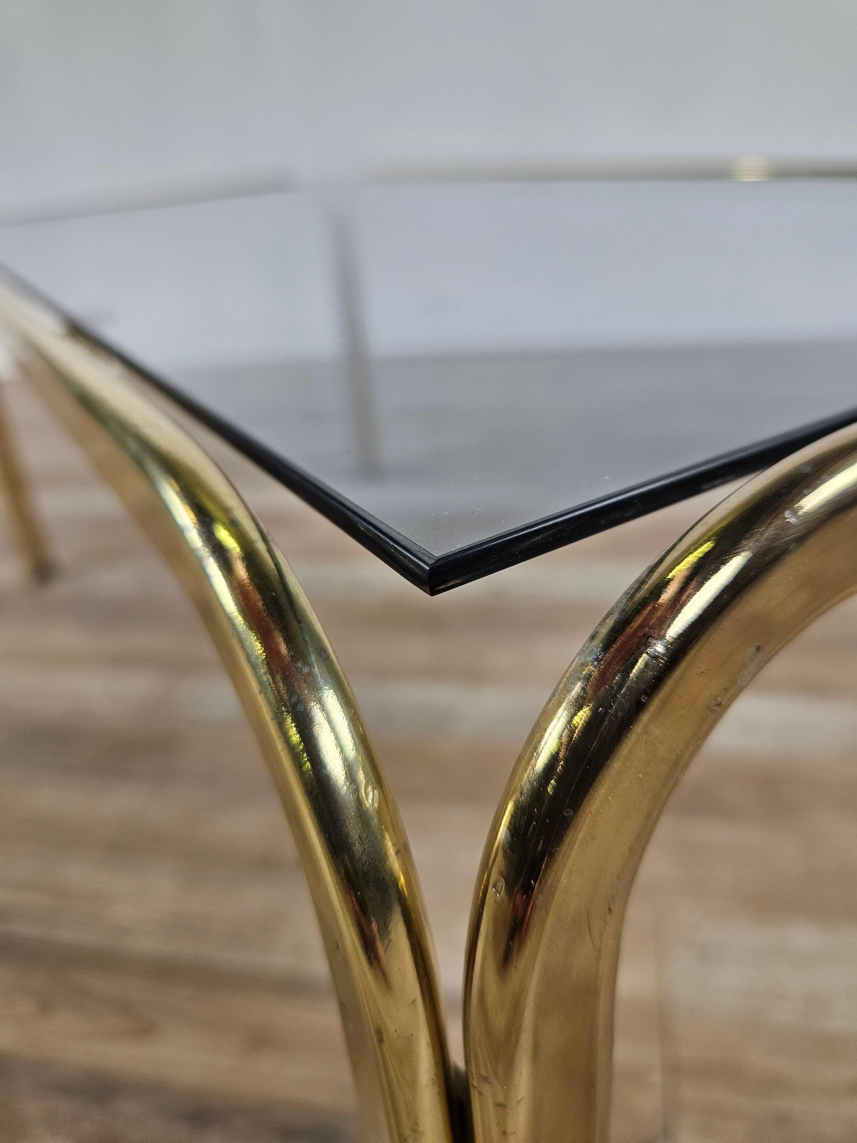 Coffee Table in Glass and Brass from 70s 11