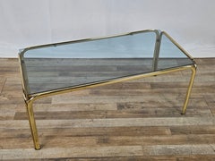 Coffee Table in Glass and Brass from 70s