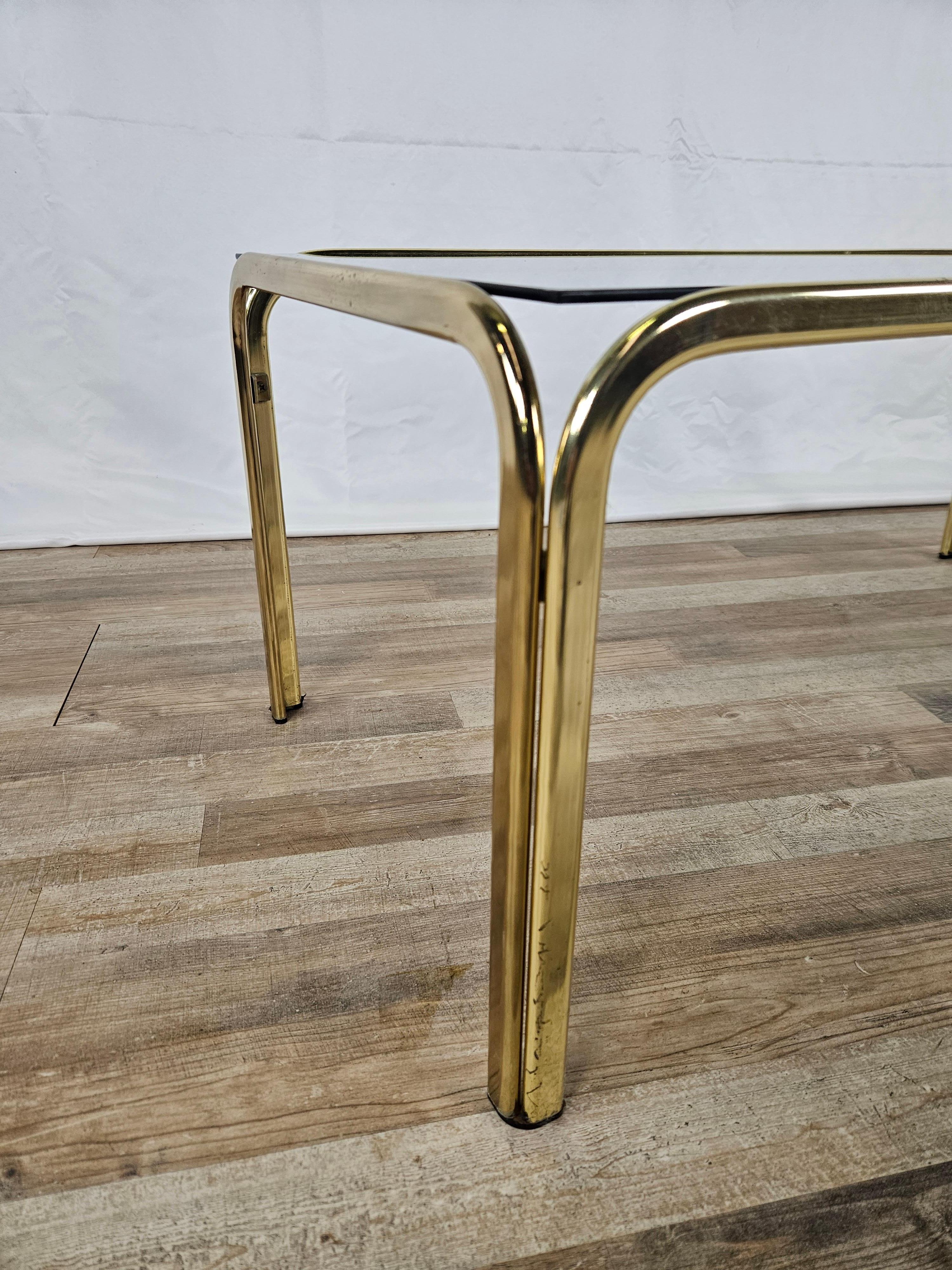 Italian Coffee Table in Glass and Brass from 70s