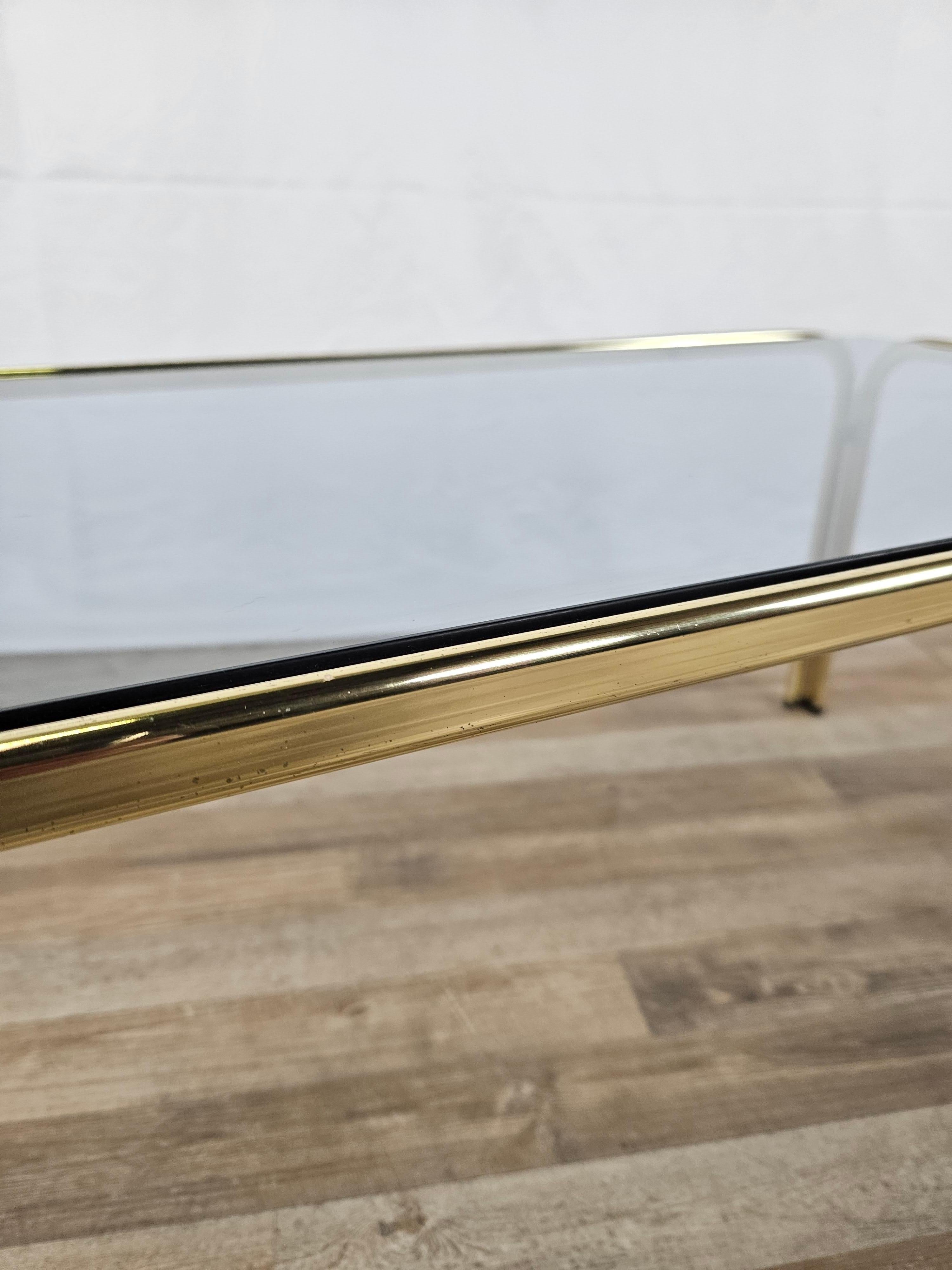 Coffee Table in Glass and Brass from 70s 1