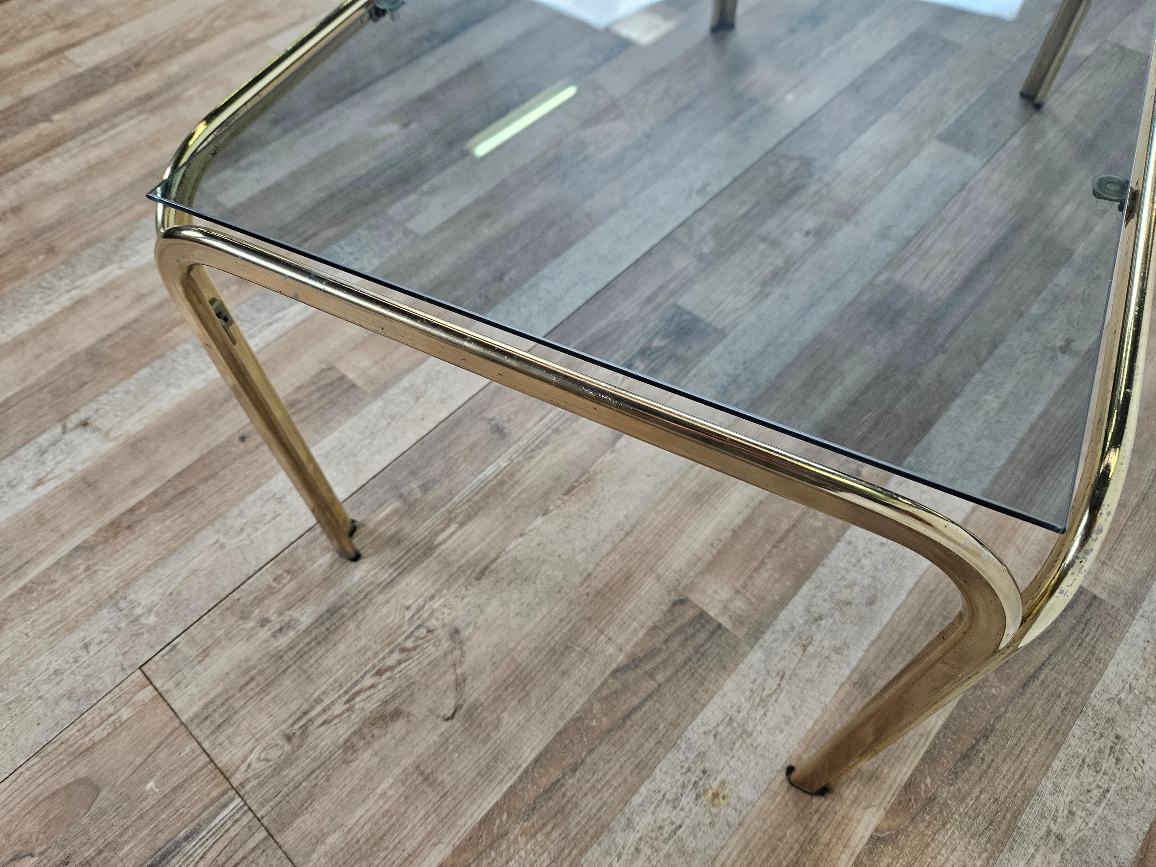 Coffee Table in Glass and Brass from 70s 2