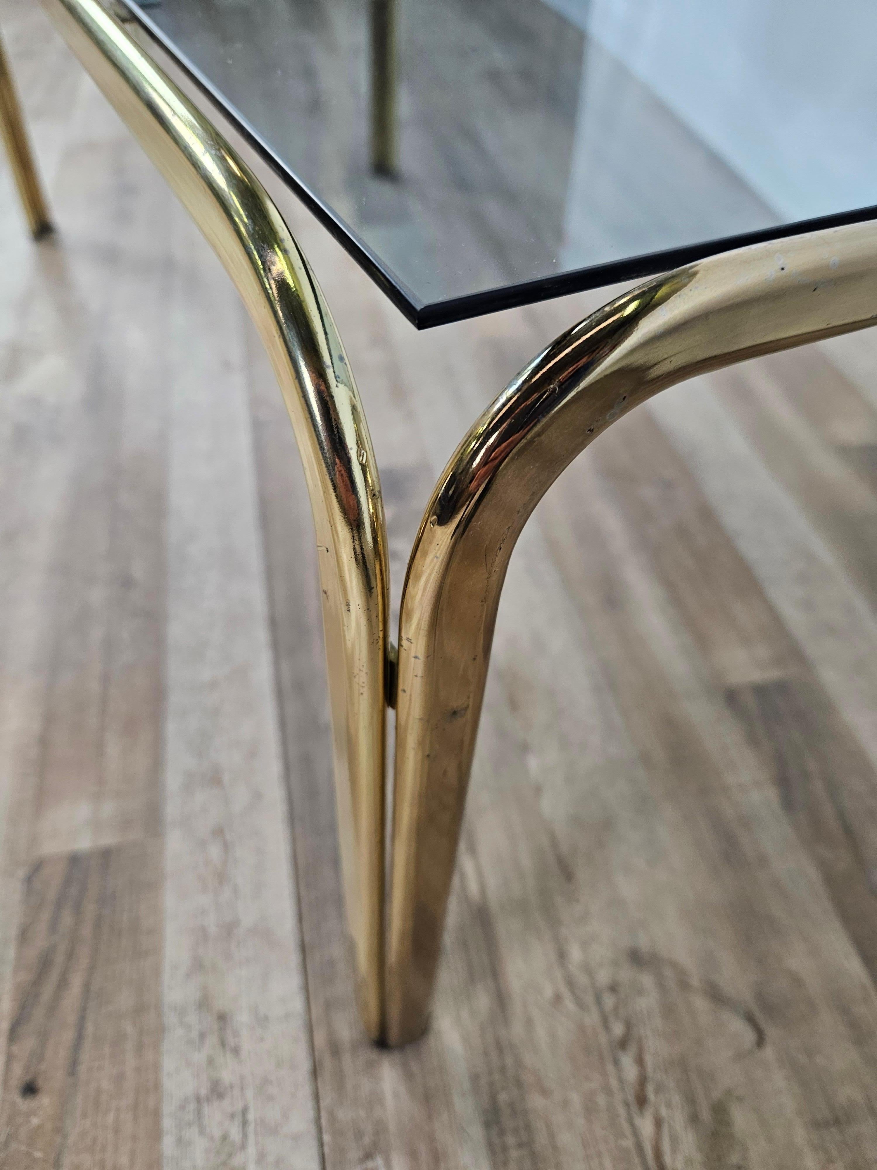 Coffee Table in Glass and Brass from 70s 3
