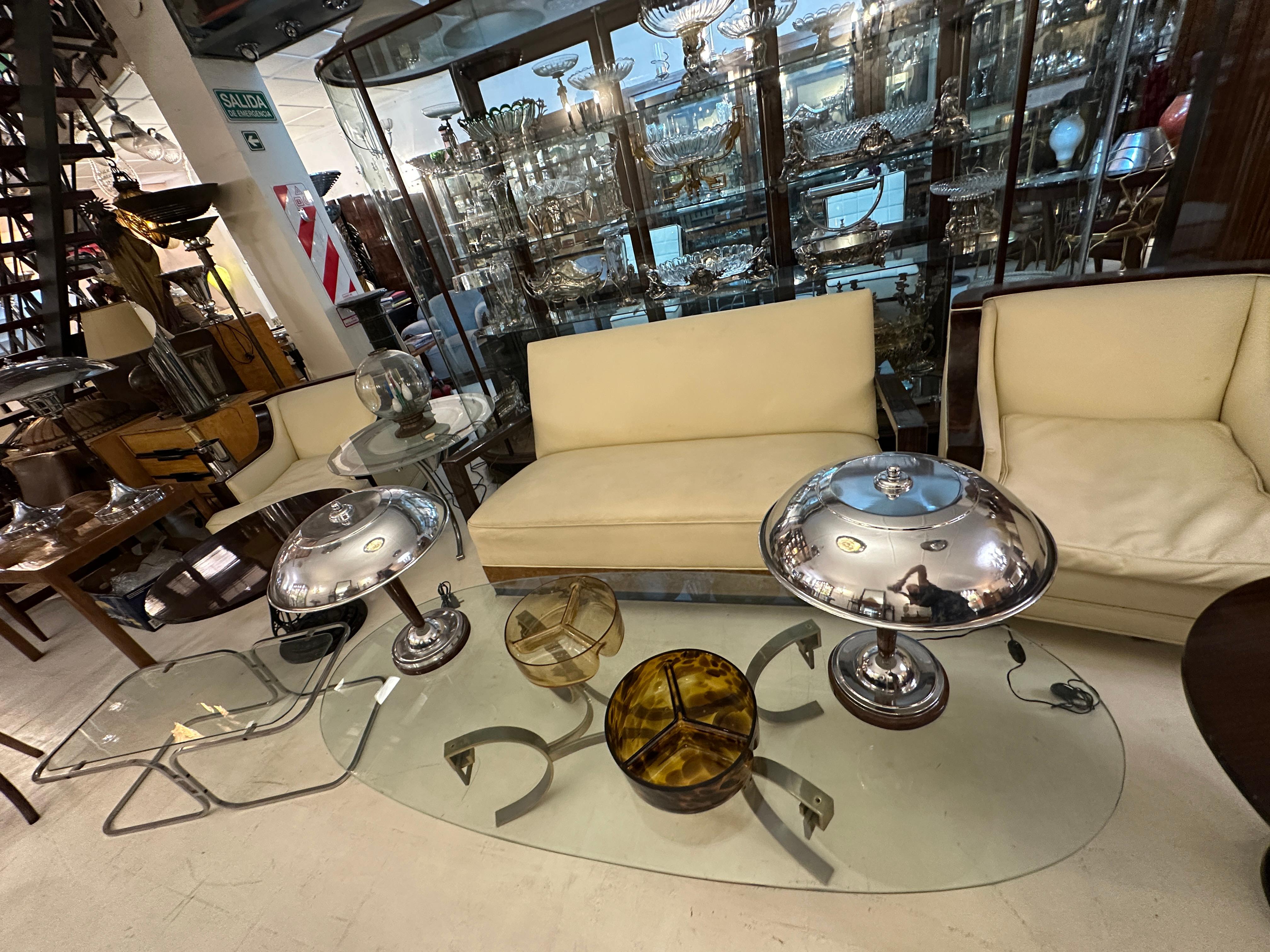 Coffee Table in glass and chrome , 1930,  France For Sale 11