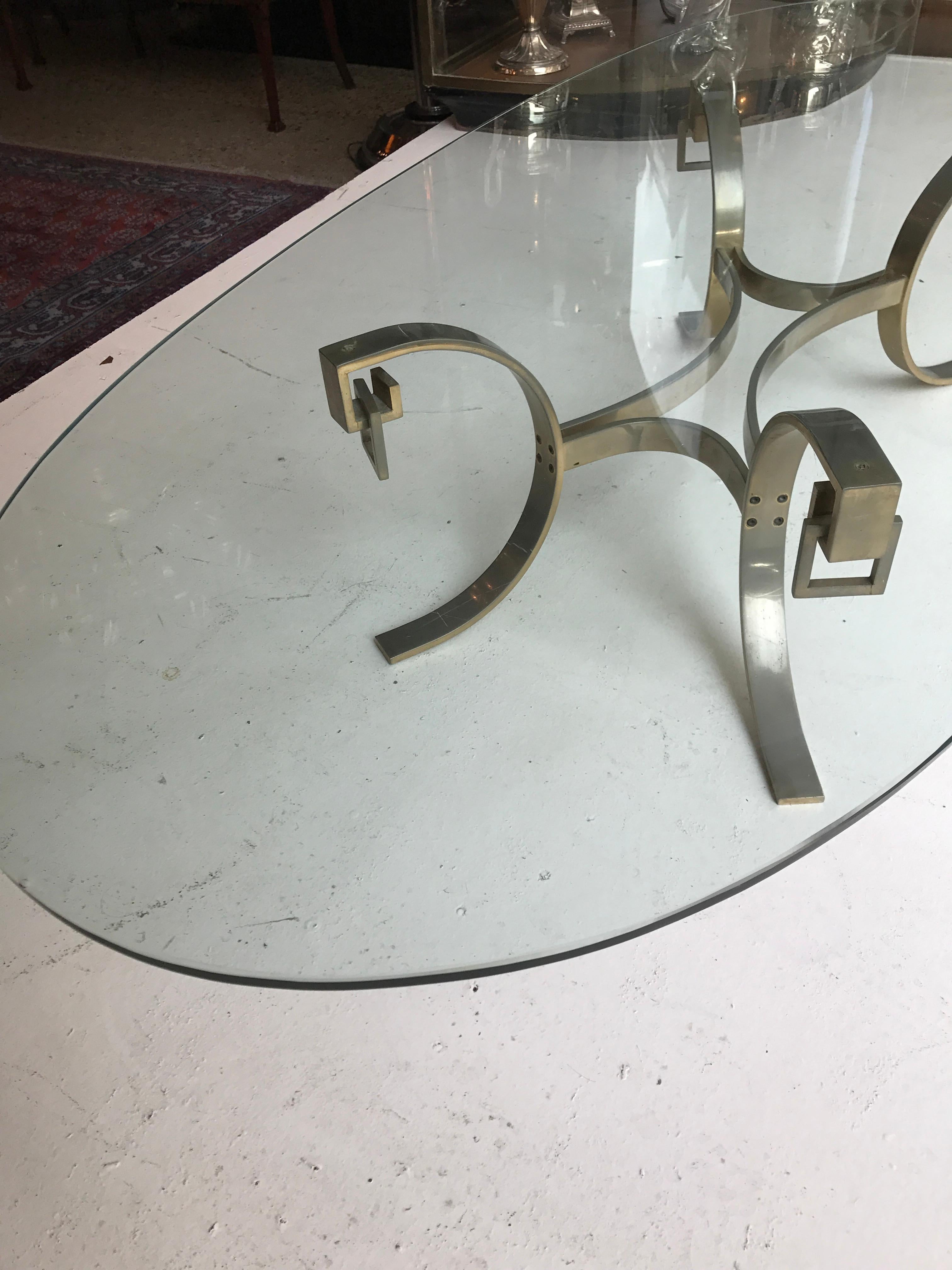 Art Deco Coffee Table in glass and chrome , 1930,  France For Sale
