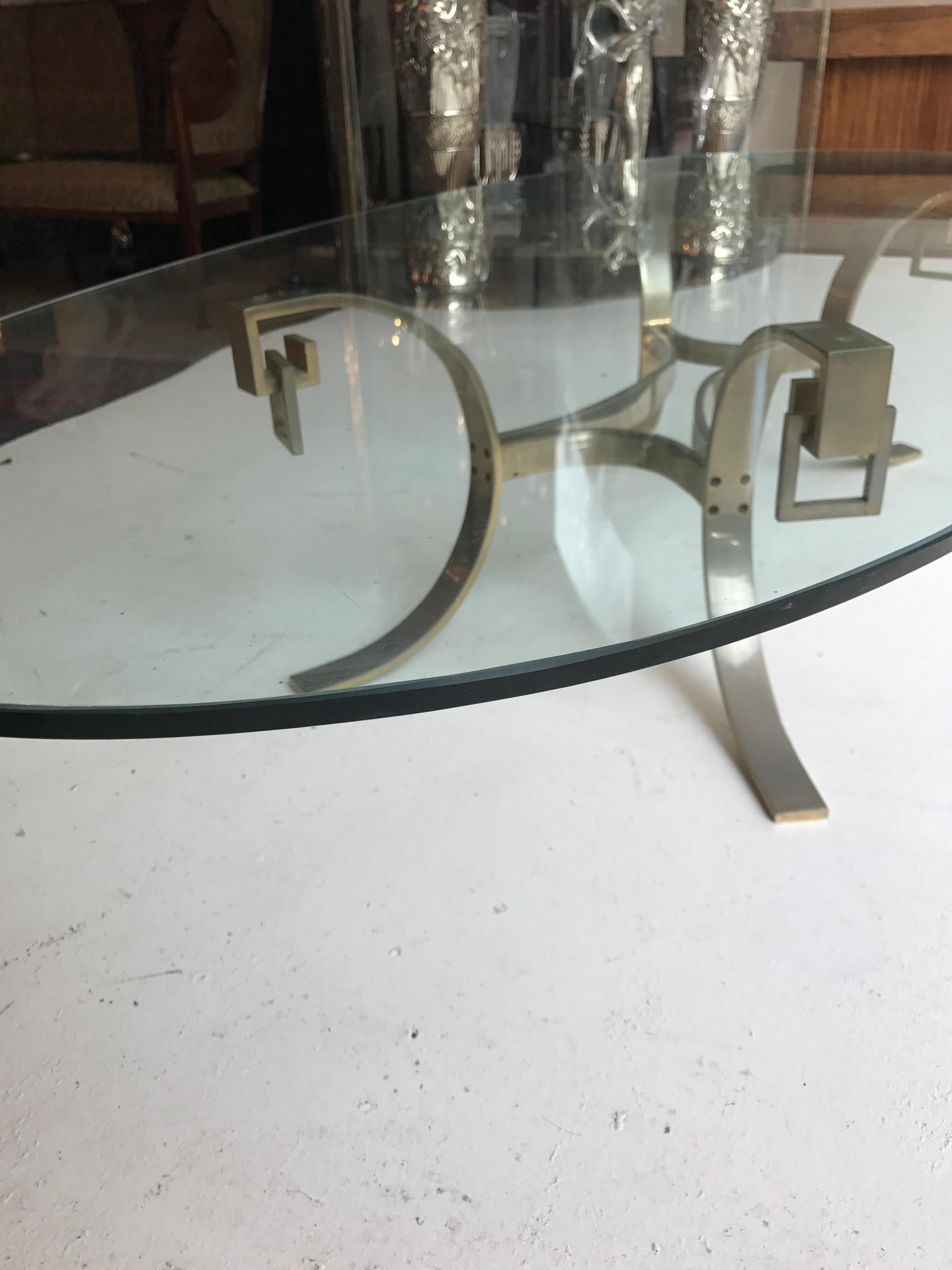 French Coffee Table in glass and chrome , 1930,  France For Sale