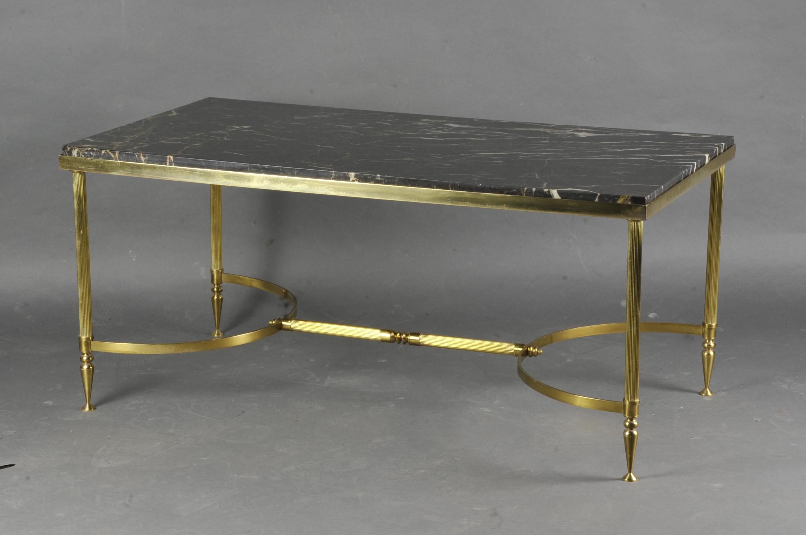Coffee Table in Golden Brass and Marble 4