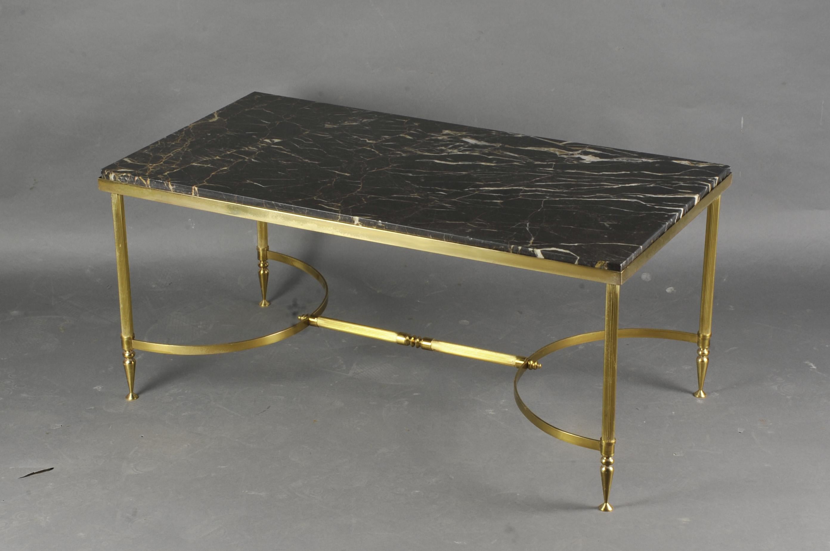 Coffee Table in Golden Brass and Marble 5