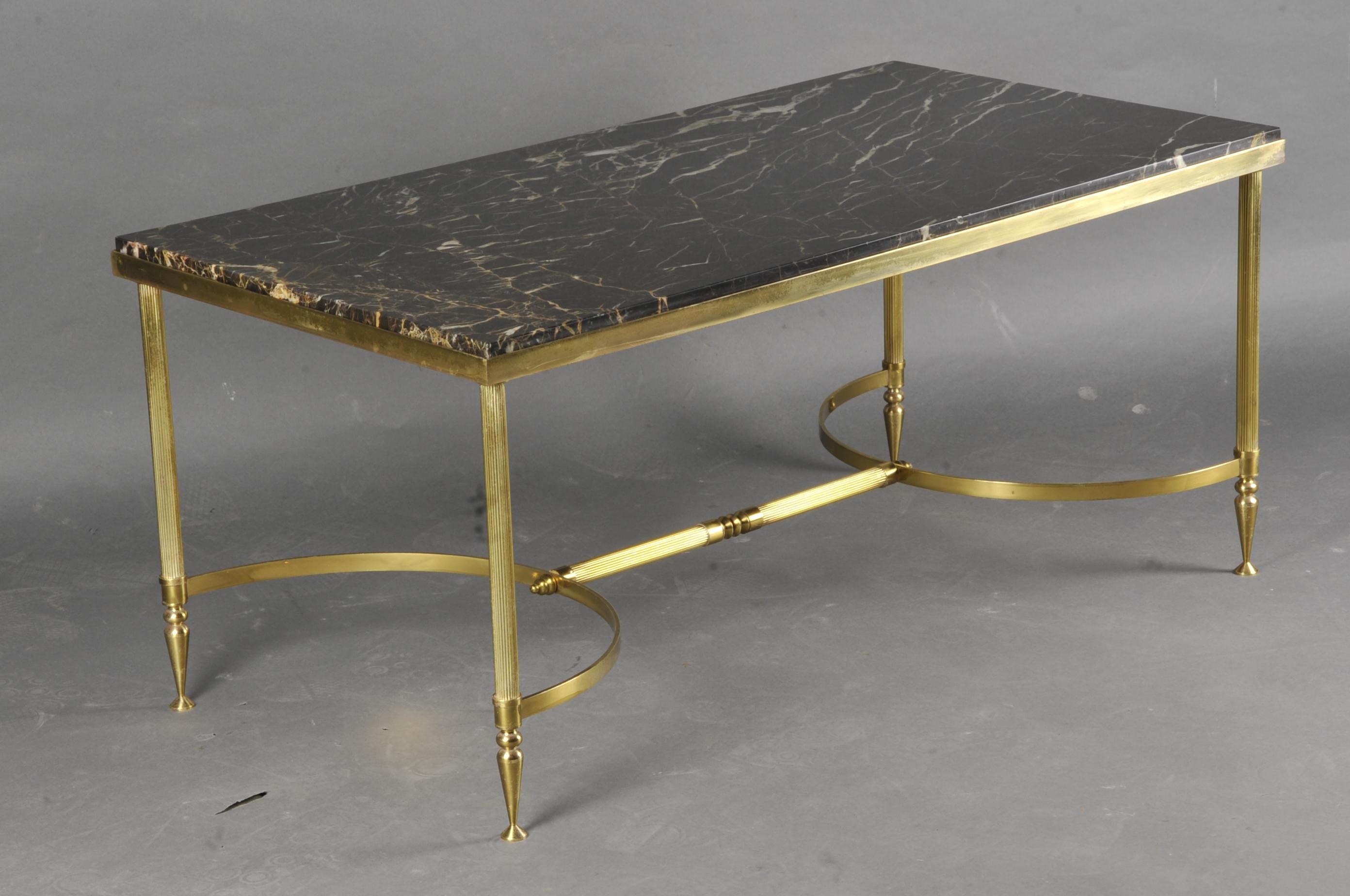 Modern Coffee Table in Golden Brass and Marble