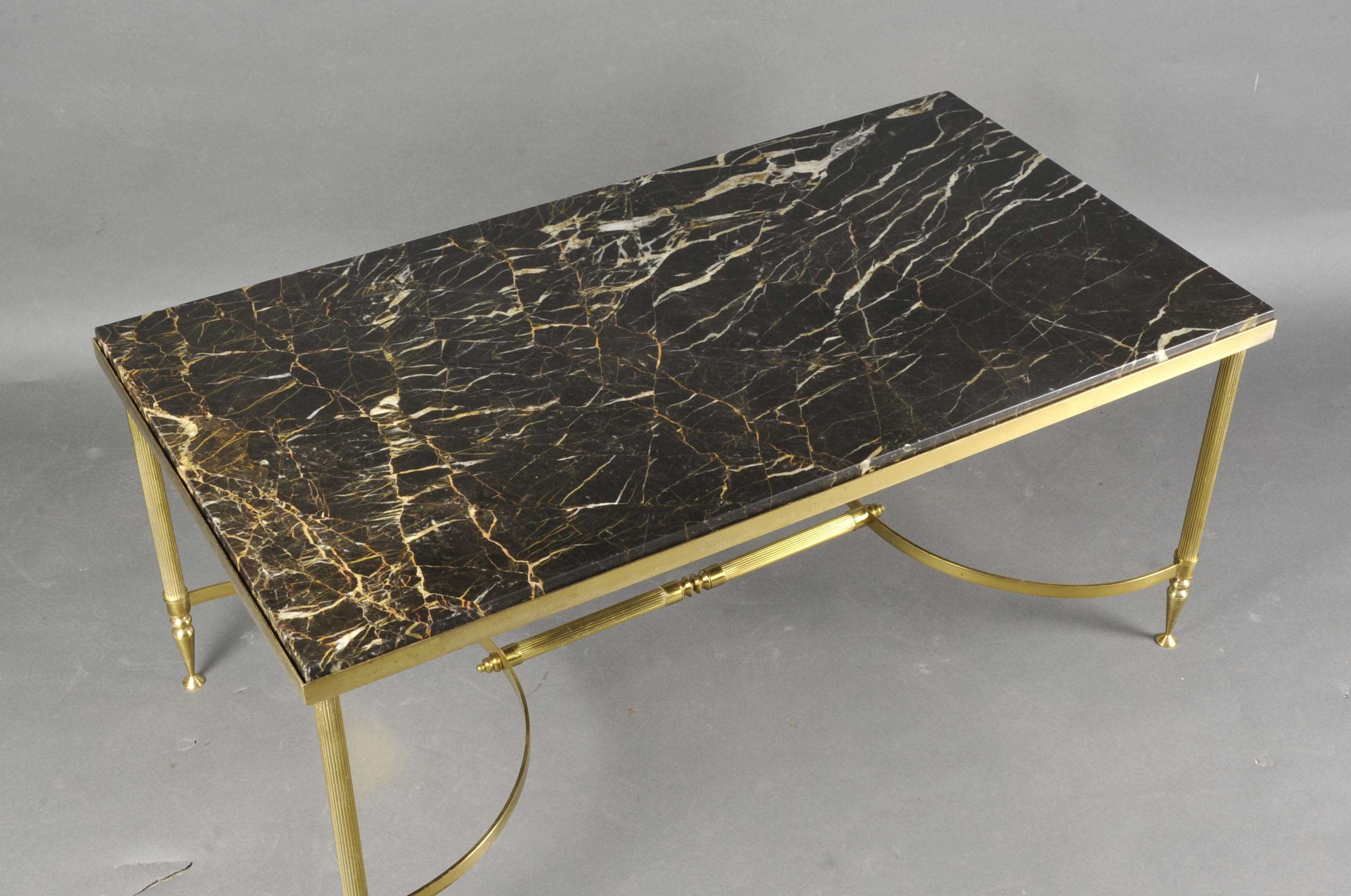 Coffee Table in Golden Brass and Marble In Good Condition In BARSAC, FR