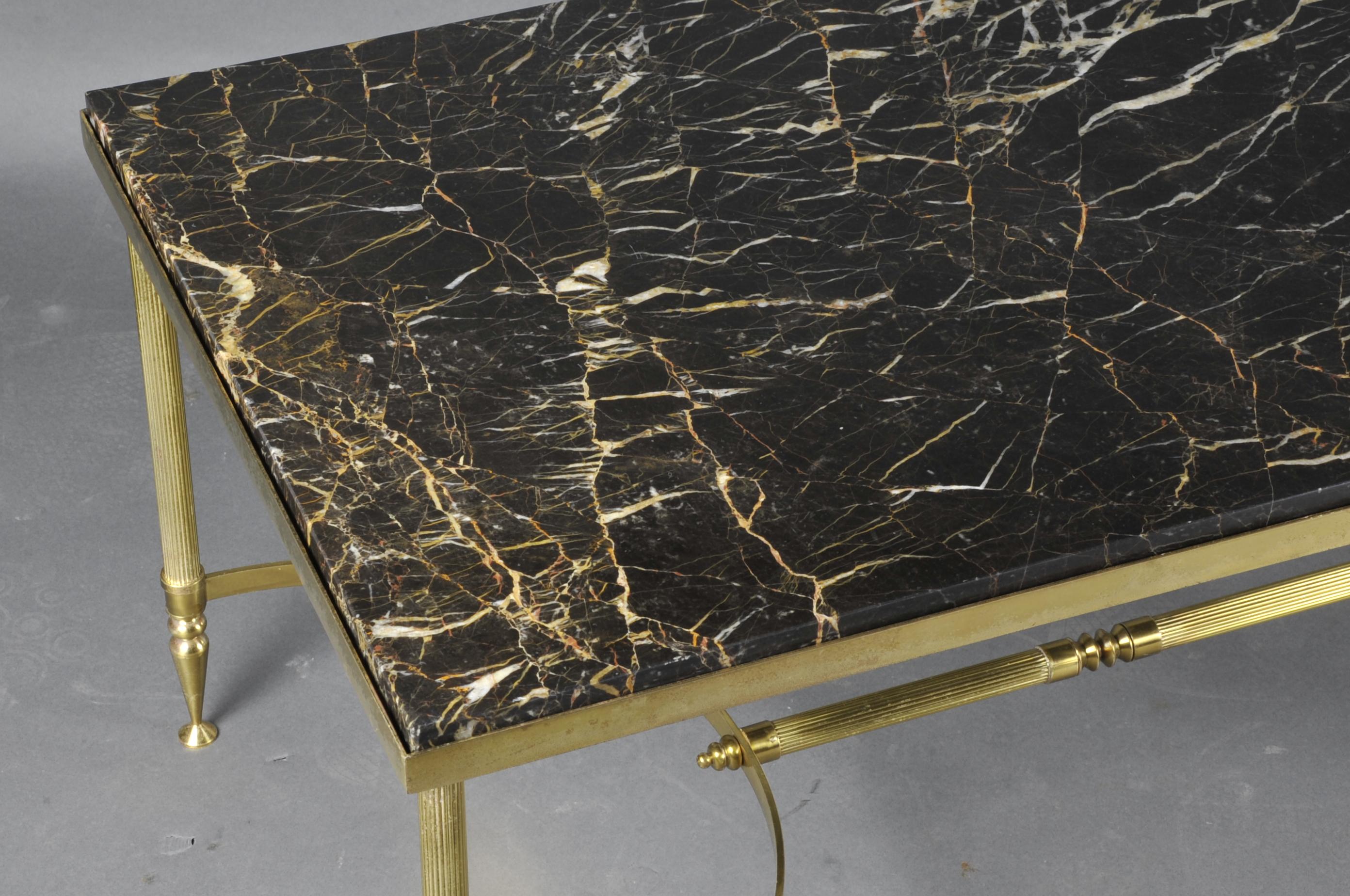 Coffee Table in Golden Brass and Marble 1
