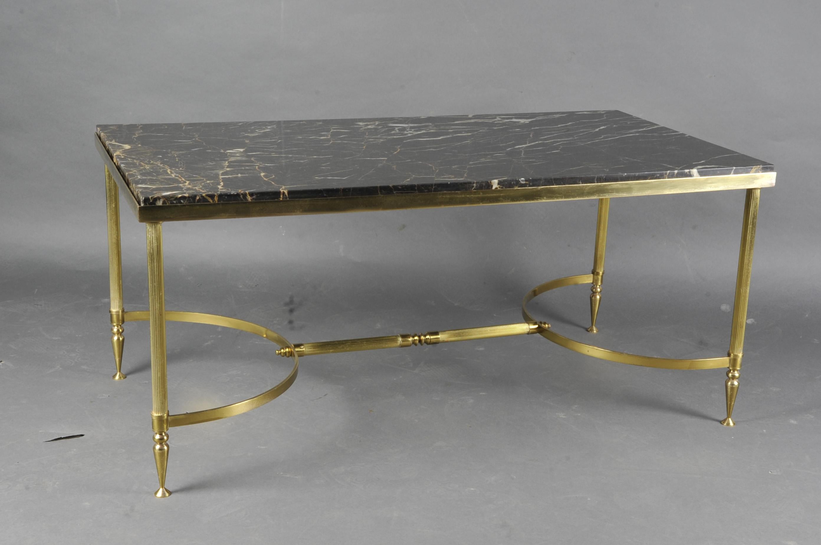 Coffee Table in Golden Brass and Marble 2
