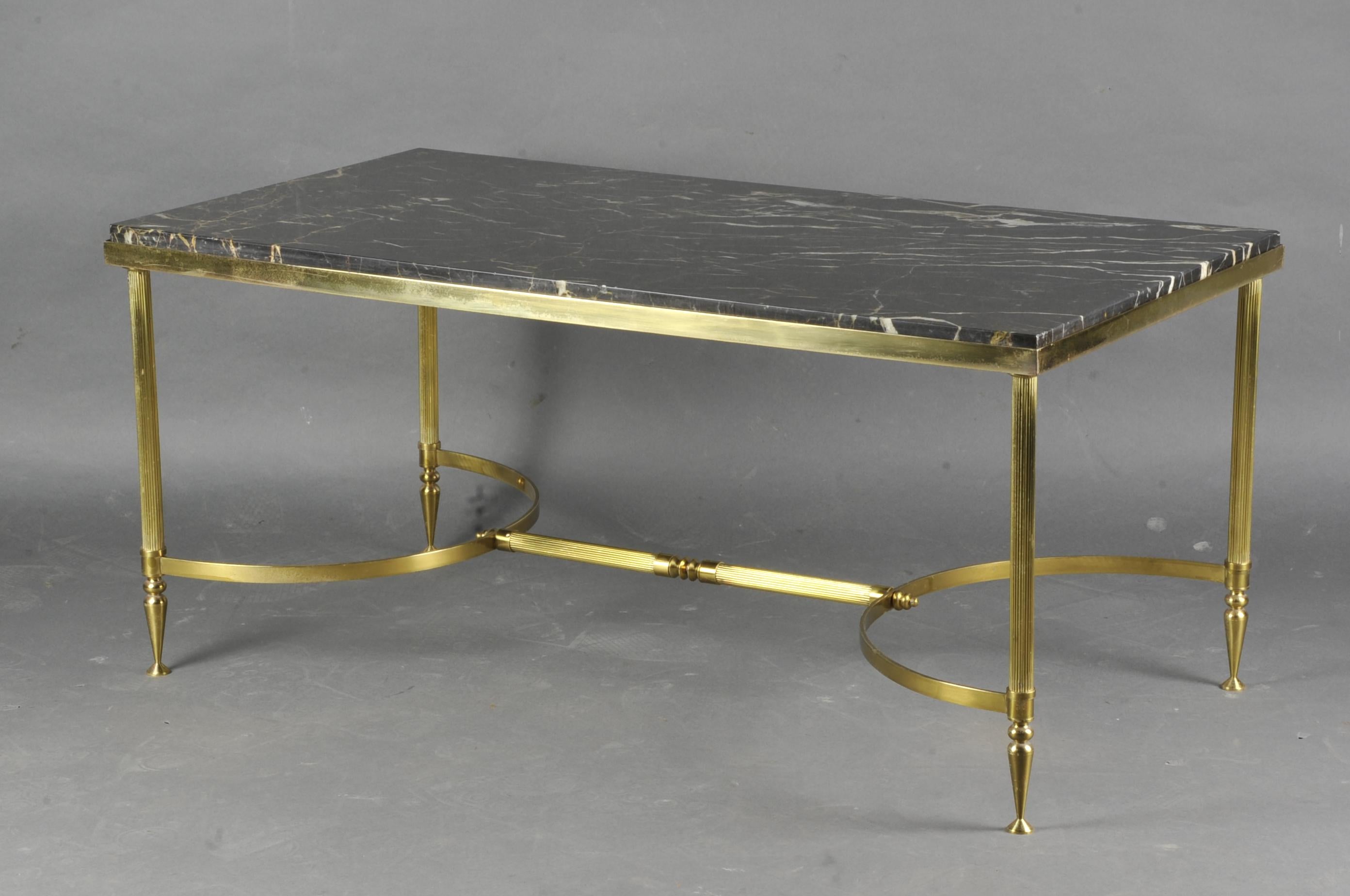 Coffee Table in Golden Brass and Marble 3