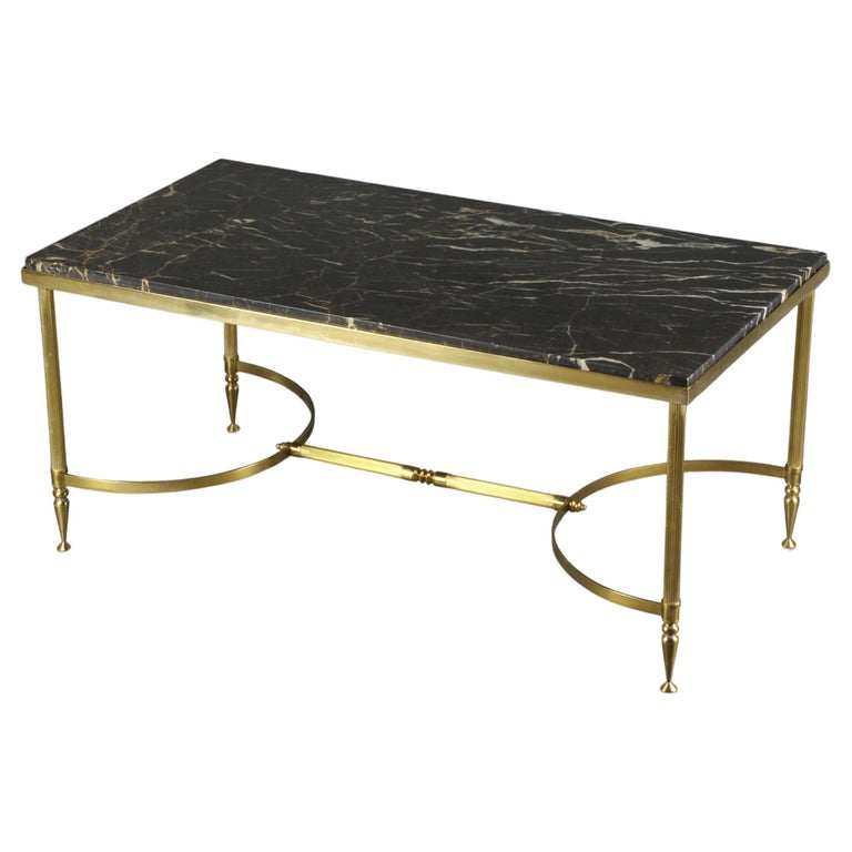 Coffee Table in Golden Brass and Marble For Sale at 1stDibs