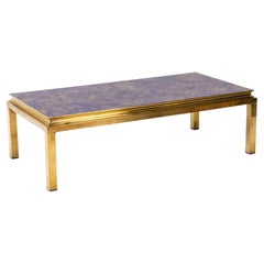 Coffee Table in Golden Brass and Oxidized Mirror, 1970s