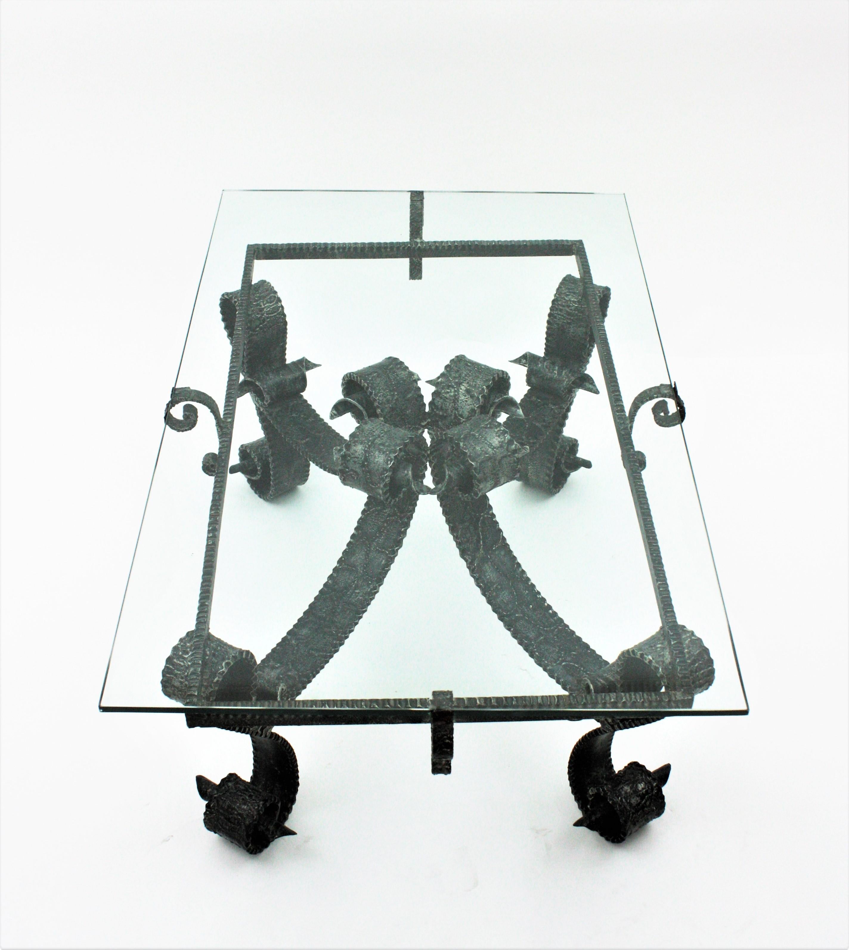 Coffee Table in Hand Forged Iron In Good Condition For Sale In Barcelona, ES