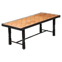 Coffee Table in Iron and Ceramic, circa 1920