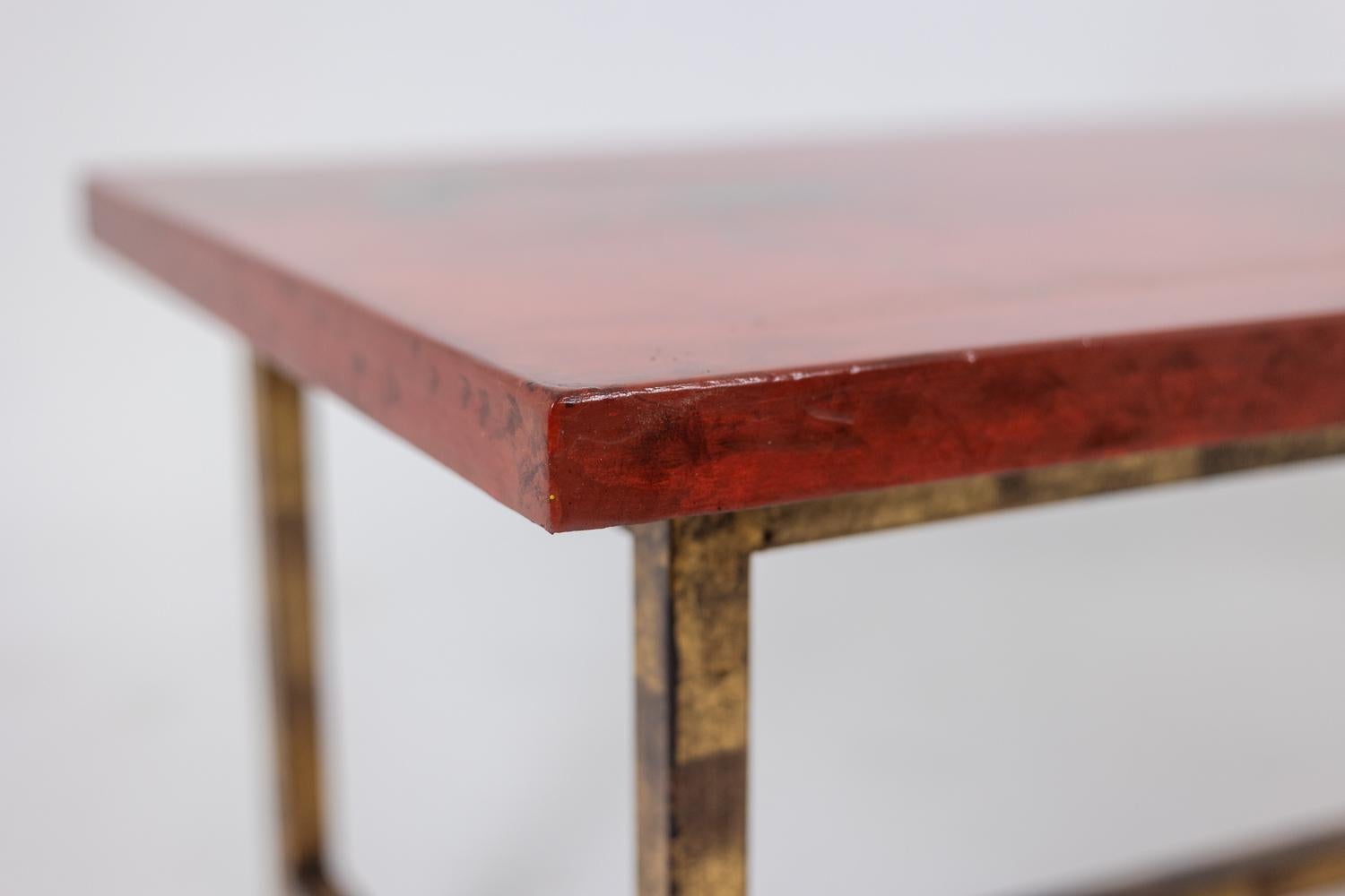 Coffee table in lacquer and gilded iron. 1950s. LS5874250H For Sale 3
