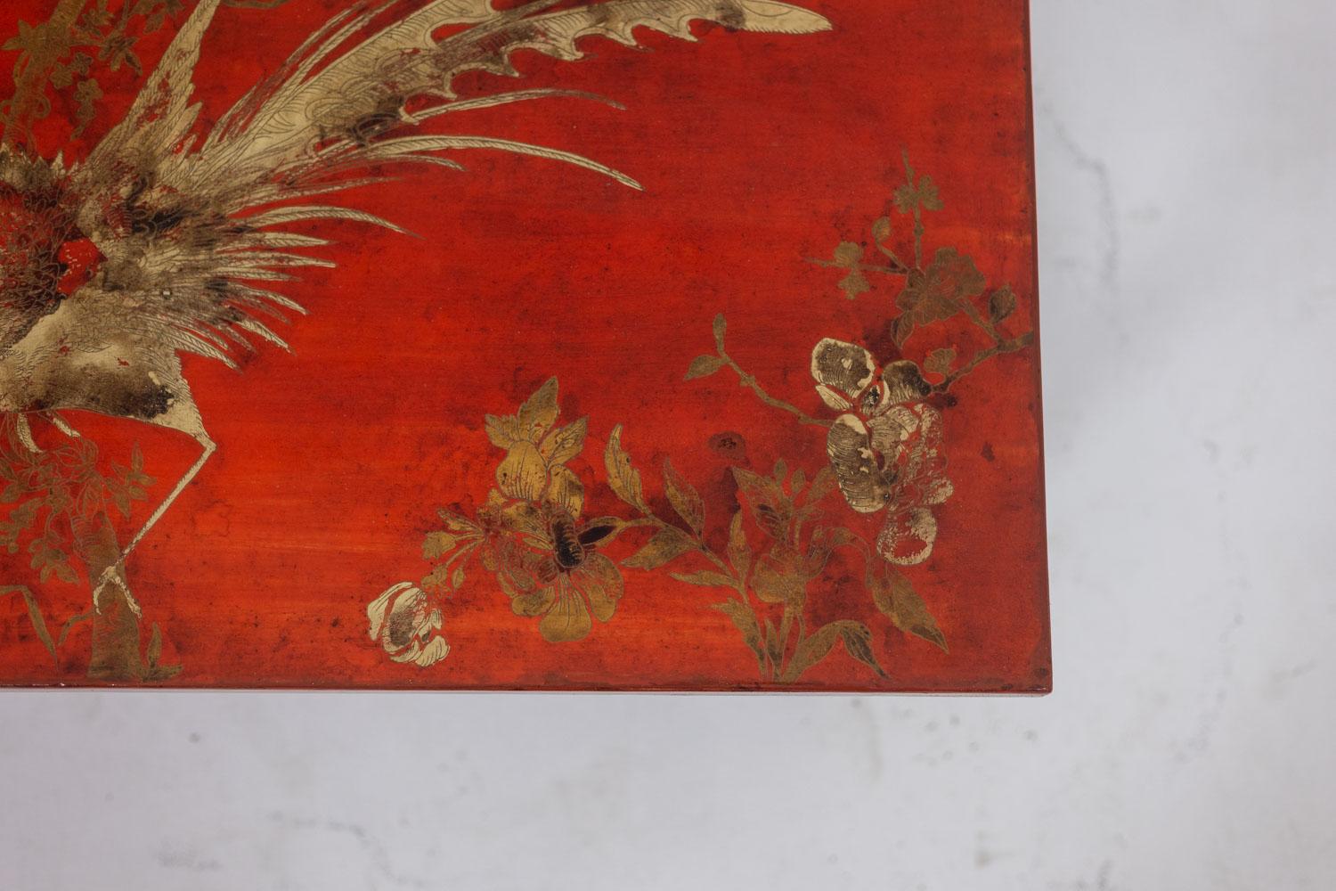 Italian Coffee table in lacquer and gilded iron. 1950s. LS5874250H For Sale