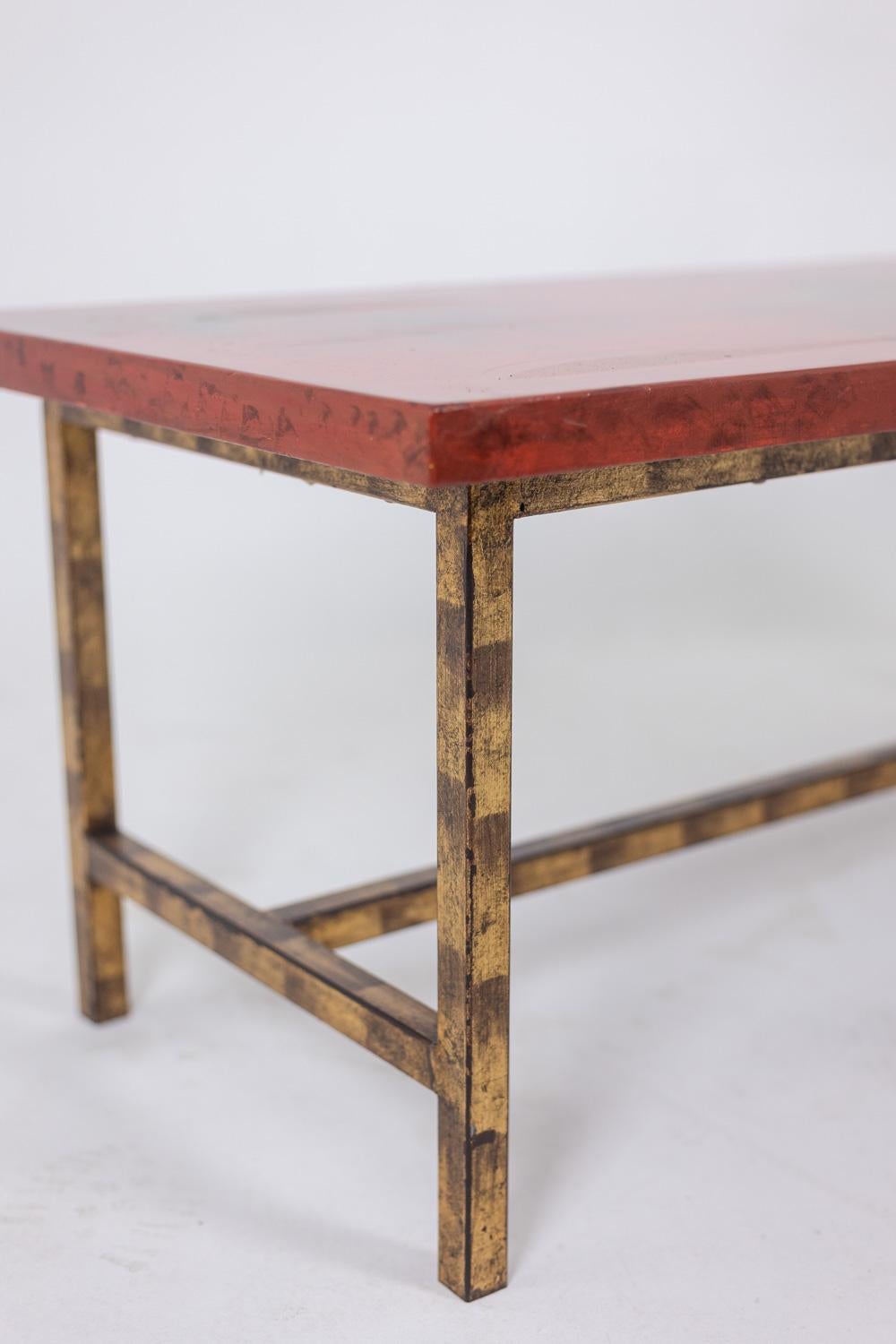 Coffee table in lacquer and gilded iron. 1950s. LS5874250H For Sale 2