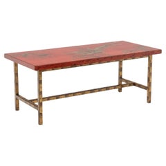 Vintage Coffee table in lacquer and gilded iron. 1950s. LS5874250H