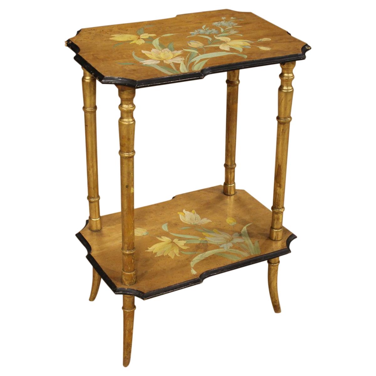 Coffee Table in Lacquered, Gilded and Painted Wood, 20th Century For Sale