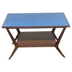 1950s wood and stained glass coffee table