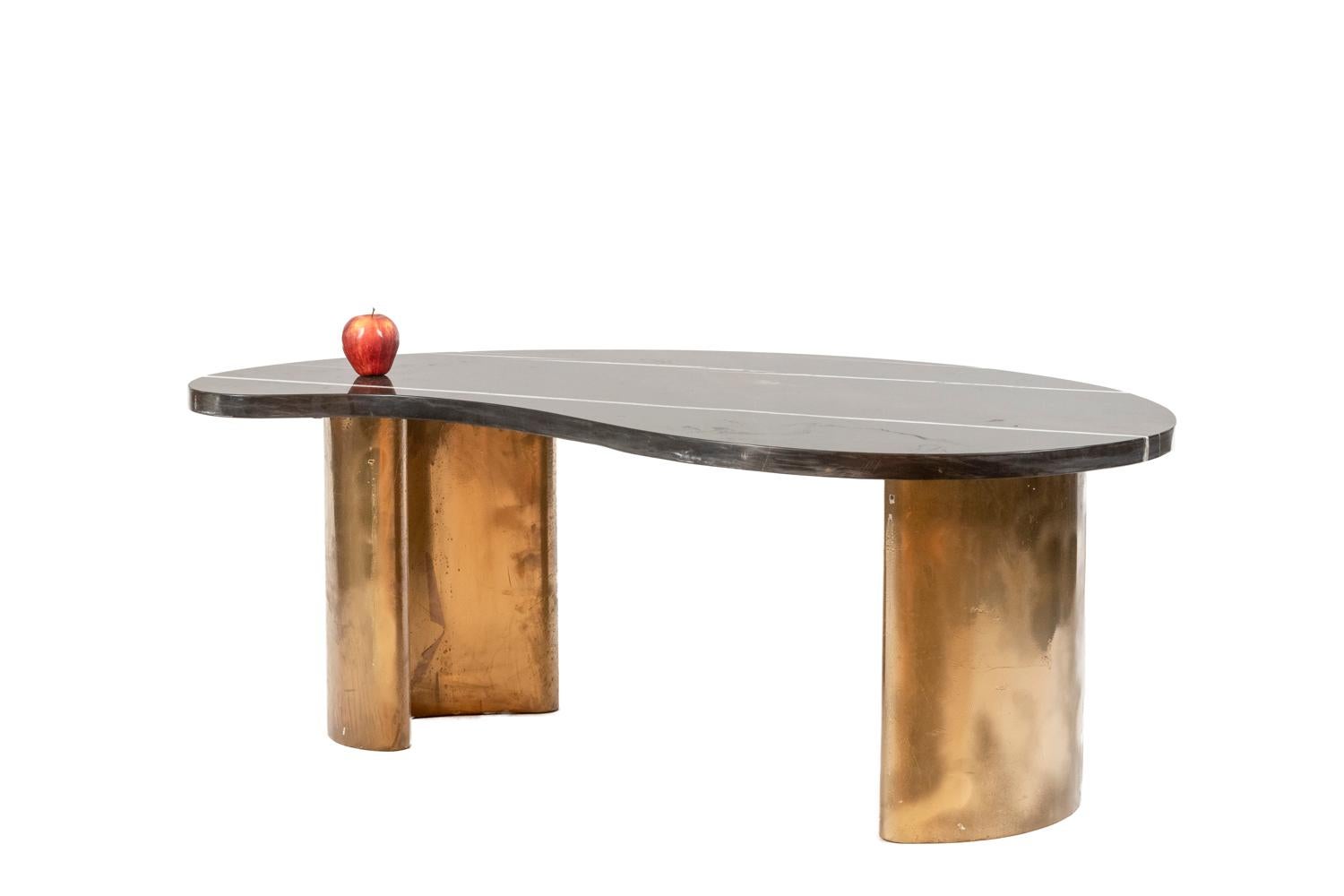 Coffee Table in Marble and Brass, 1980s For Sale 7