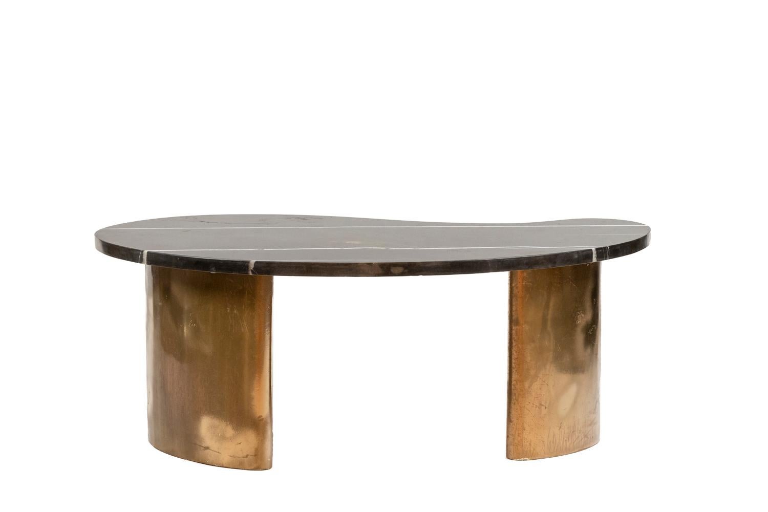Coffee Table in Marble and Brass, 1980s In Excellent Condition For Sale In Saint-Ouen, FR