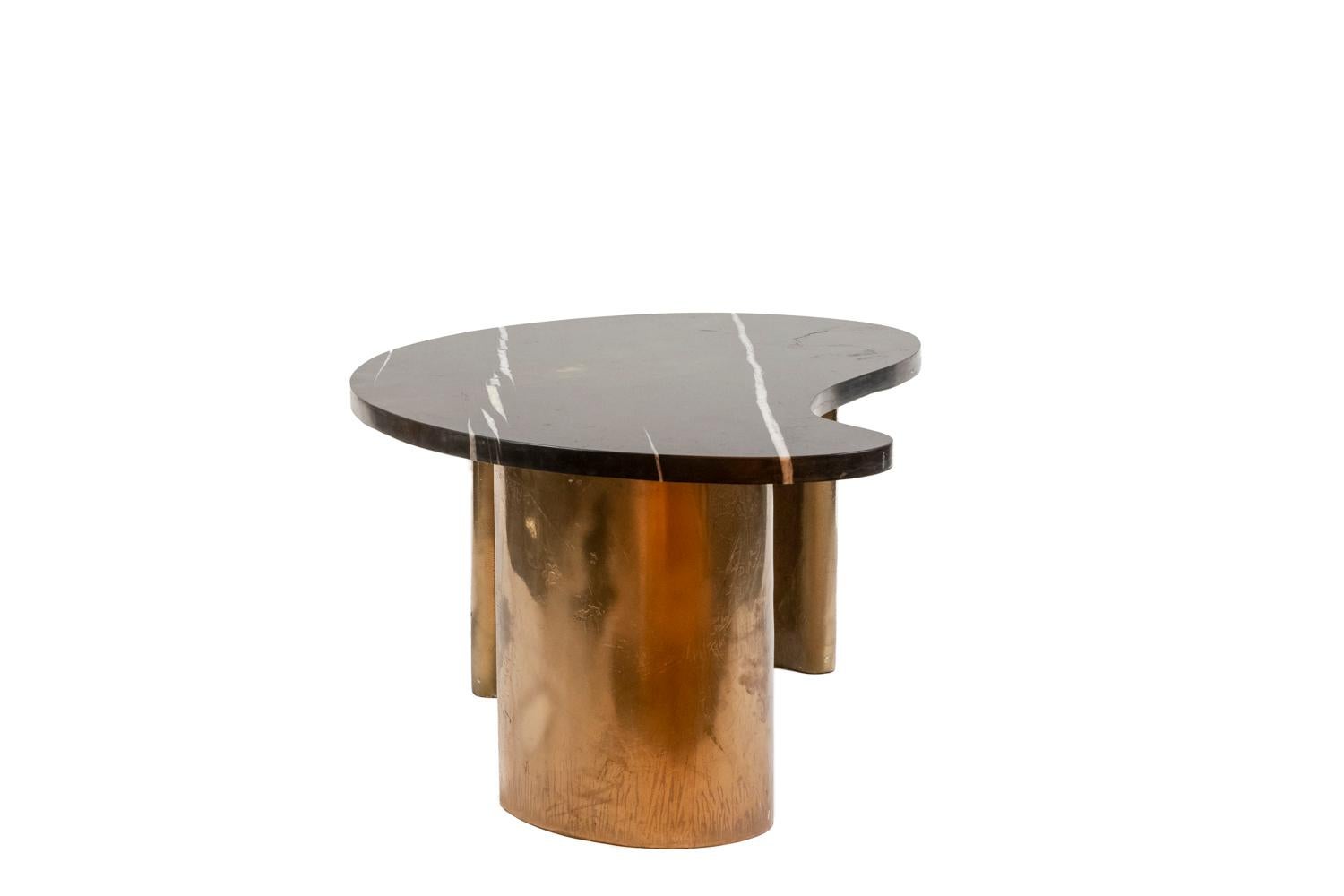 20th Century Coffee Table in Marble and Brass, 1980s