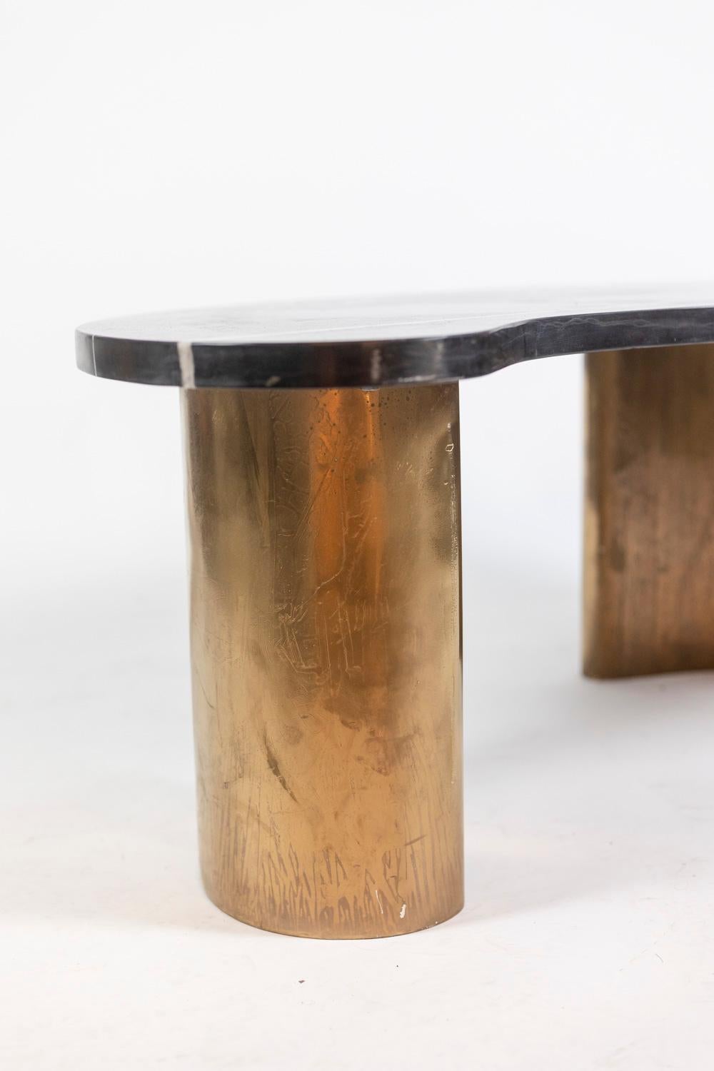 Coffee Table in Marble and Brass, 1980s For Sale 5